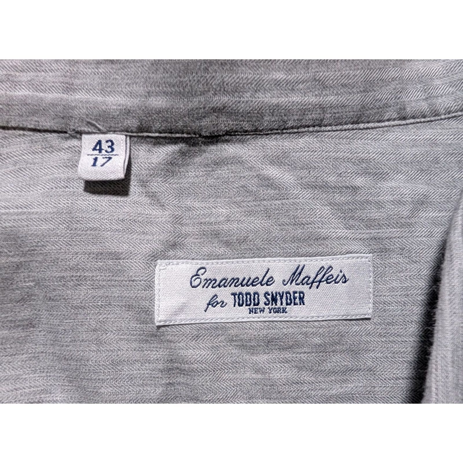 Vintage Emanuele Maffeis Dress Shirt Button-Down Solid Gray 17 U 43 EU Men Regular Collar Down Size 17 Vintage No Mens Size 46R - 3 Thumbnail
