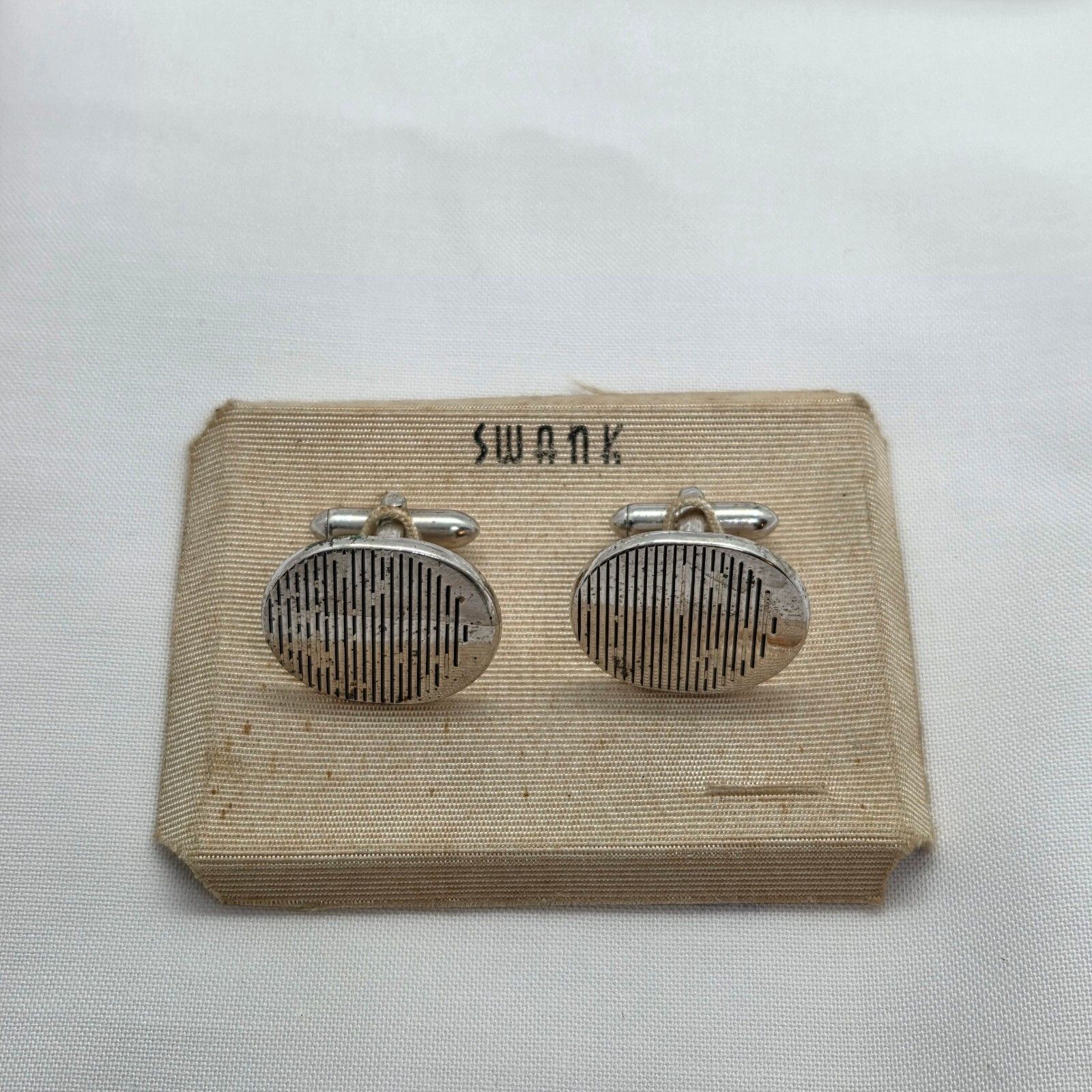 Vintage Silver-Tone Swank Cufflinks On Original Card, Men's — image 2 of 5