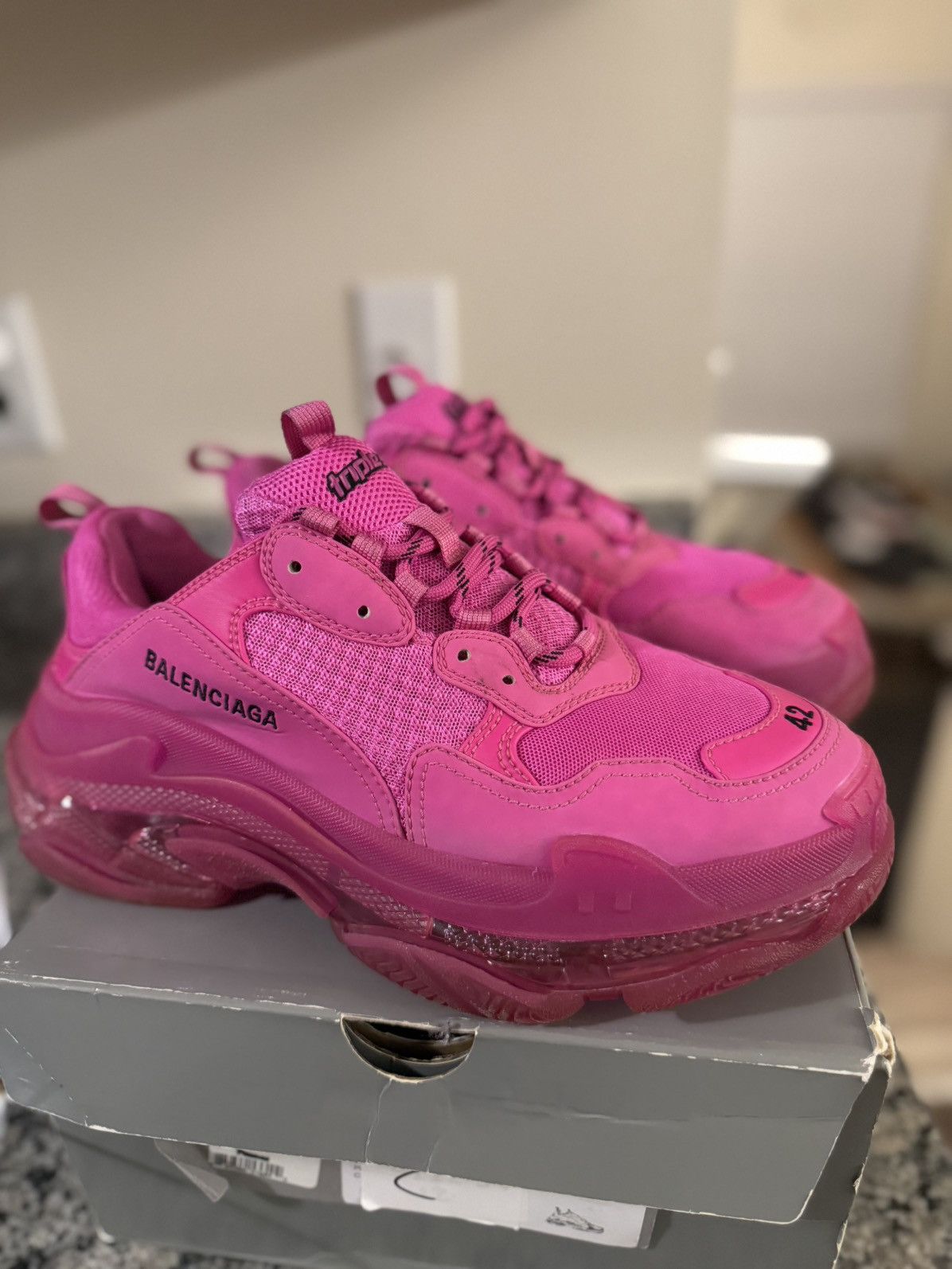 Balenciaga Balenciaga Pink Low Top Triple S 42EU/12US Women Size US 12 / IT 42 - 12 Thumbnail