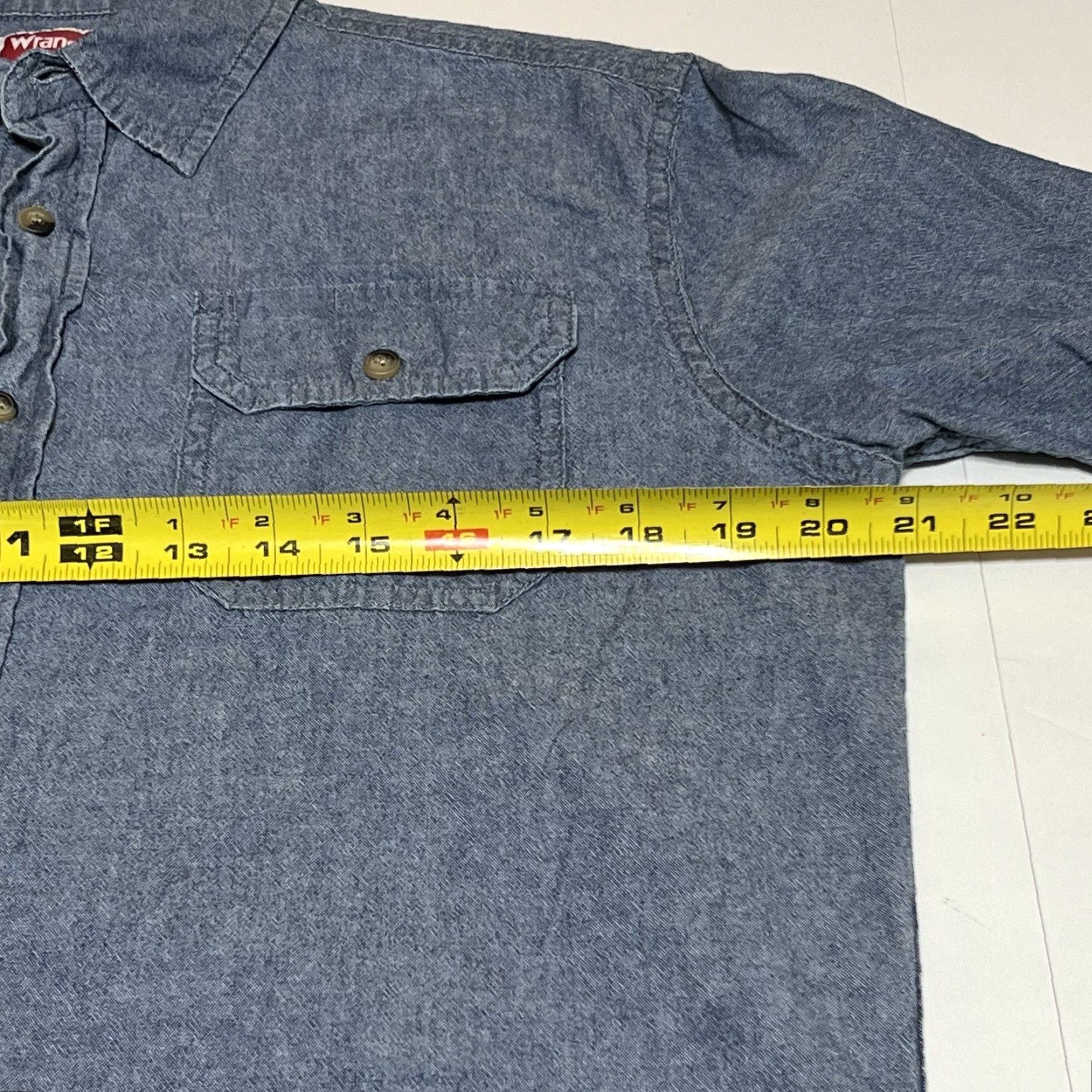 Wrangler Wrangler Shirt Button-Up Chambray Short Sleeve Pockets Men S Blue Cotton Regular Casual Shirts Size US S / EU 44-46 / 1 - 6 Thumbnail