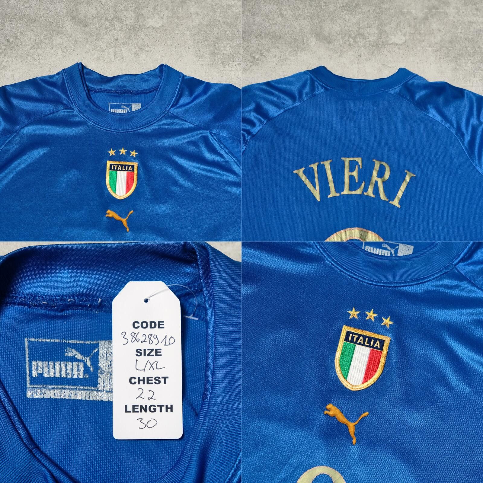 Puma 2004/06 Italy Home Shirt Puma Vieri (L/XL) Size US L / EU 52-54 / 3 - 5 Thumbnail