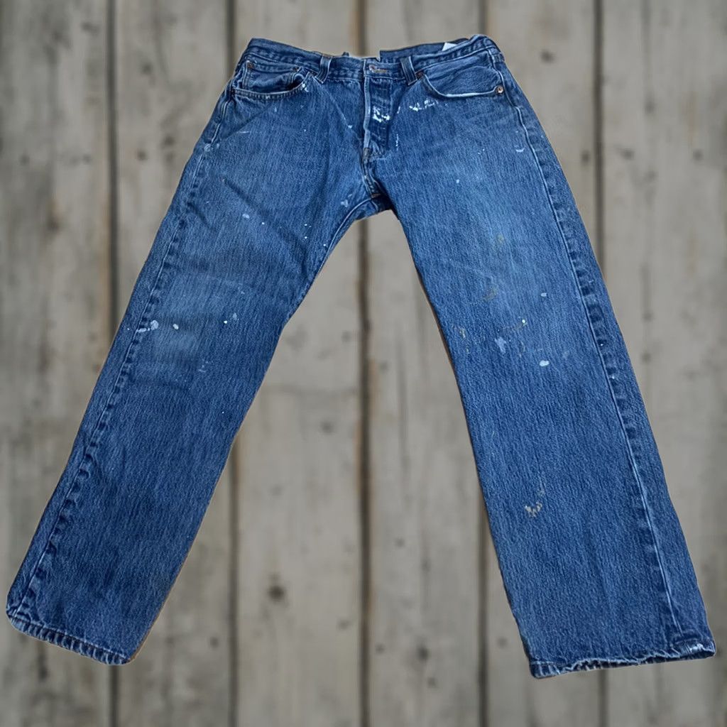 Levi's Mens Levi's 501 Straight Leg Paint Splatter Jeans Blue Size 32 X 30 Size US 32 / EU 48 - 1 Thumbnail