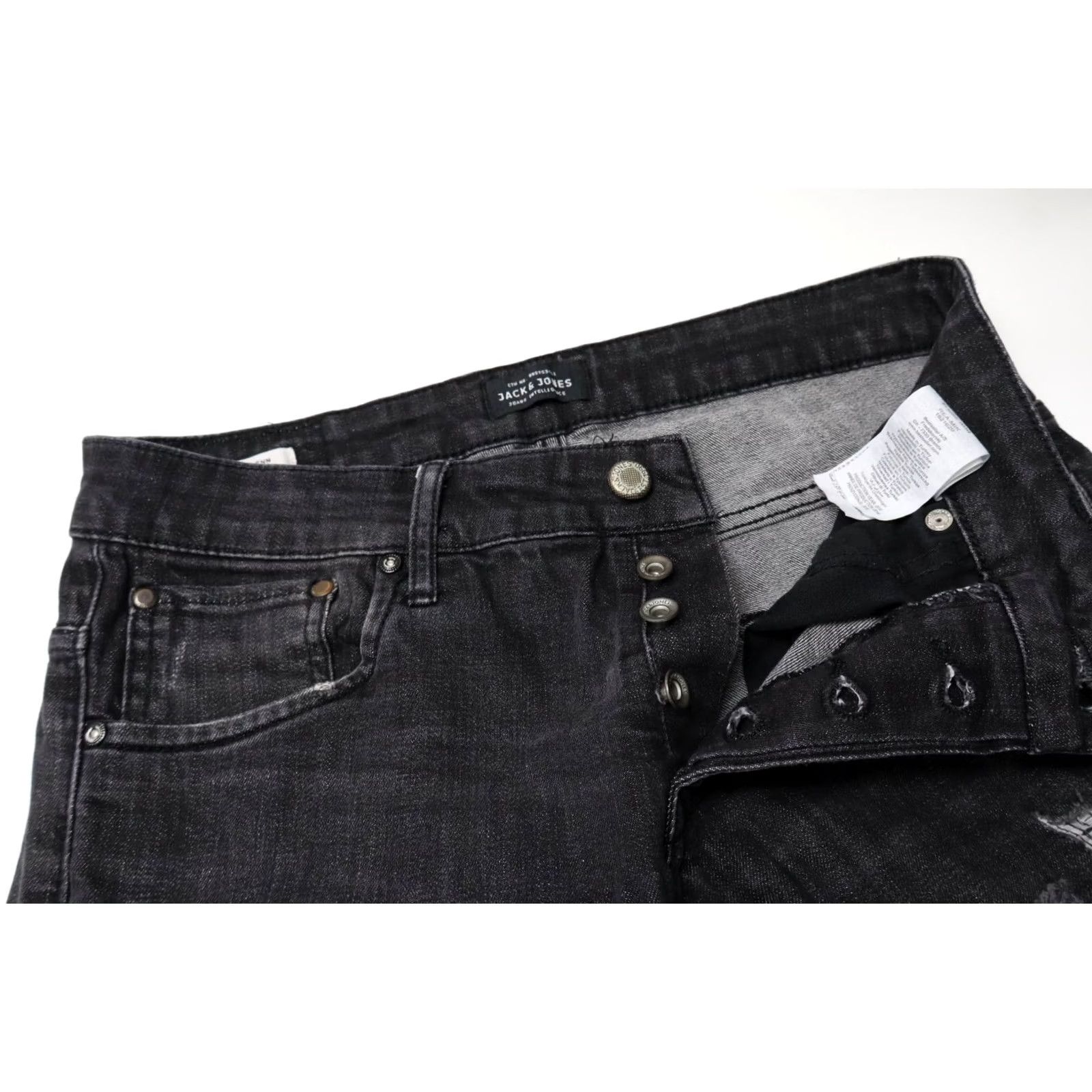 Jack & Jones JACK & JONES Jeans Men's Slim Fit Glenn Ryder Stretch Distressed W30/L32 Black Size US 30 / EU 46 - 4 Thumbnail