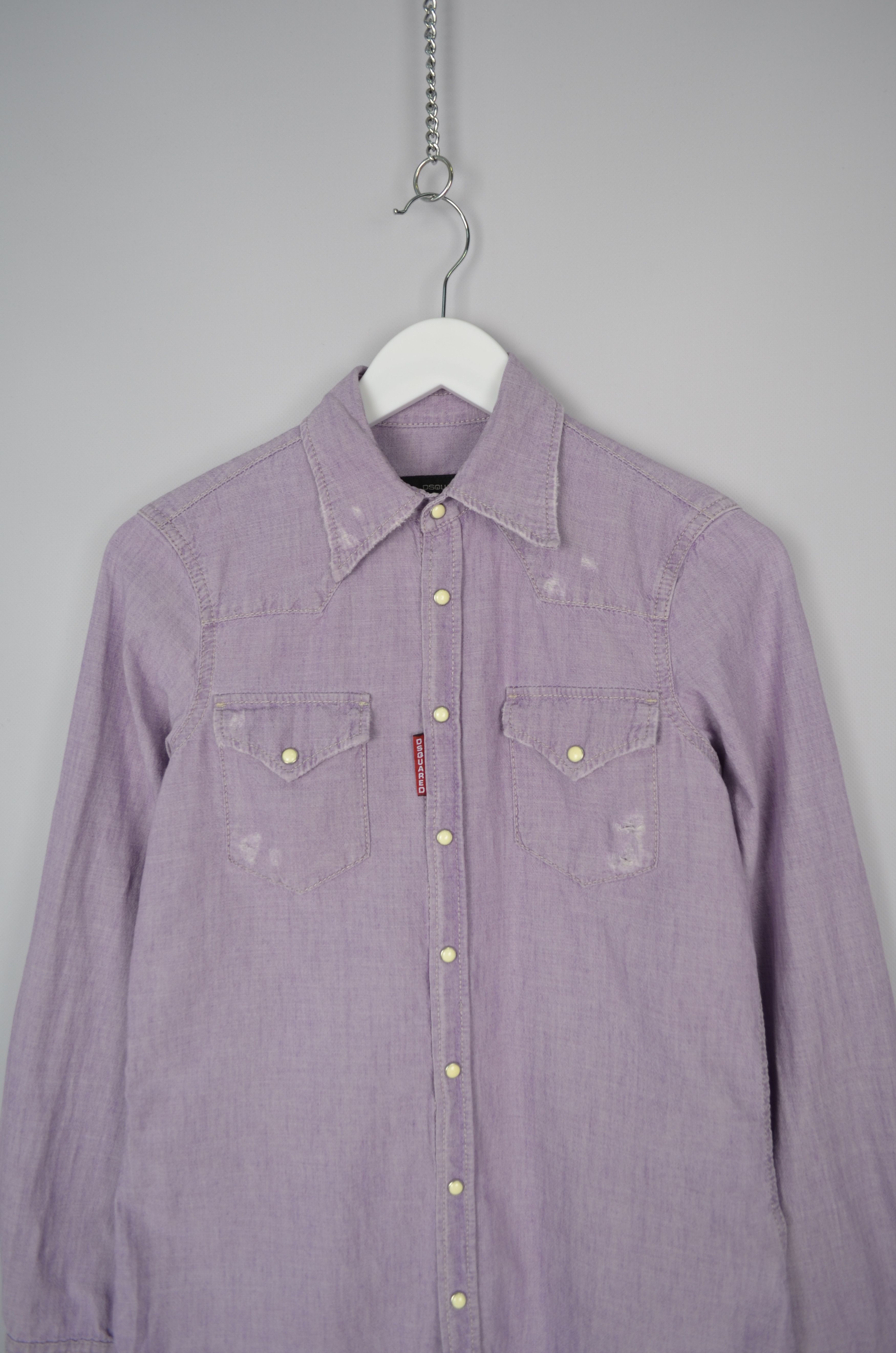 Designer × Dsquared2 Dsquared2 Denim Western Snap Distressed Shirt Violet Size 40 Size S / US 4 / IT 40 - 17 Thumbnail