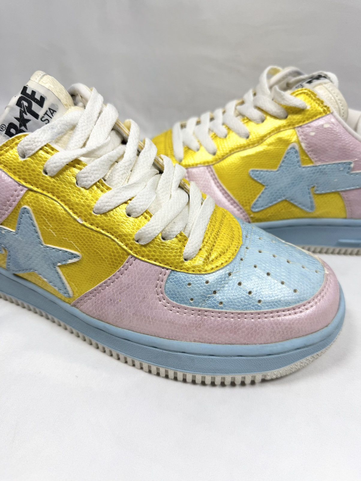 Bape 2006 A Bathing Ape ‘Cotton Candy’ Snakeskin Bapesta Low Size US 9 / EU 42 - 7 Thumbnail