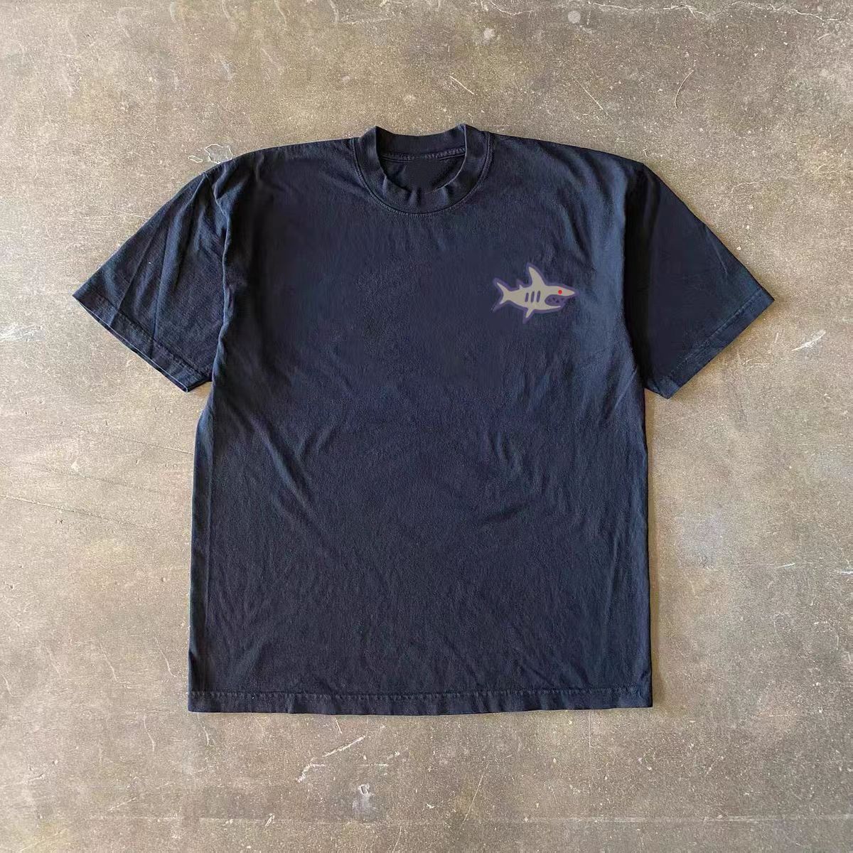 Vintage Black washed retro shark print cotton t-shirt Size US M / EU 48-50 / 2 - 2 Thumbnail