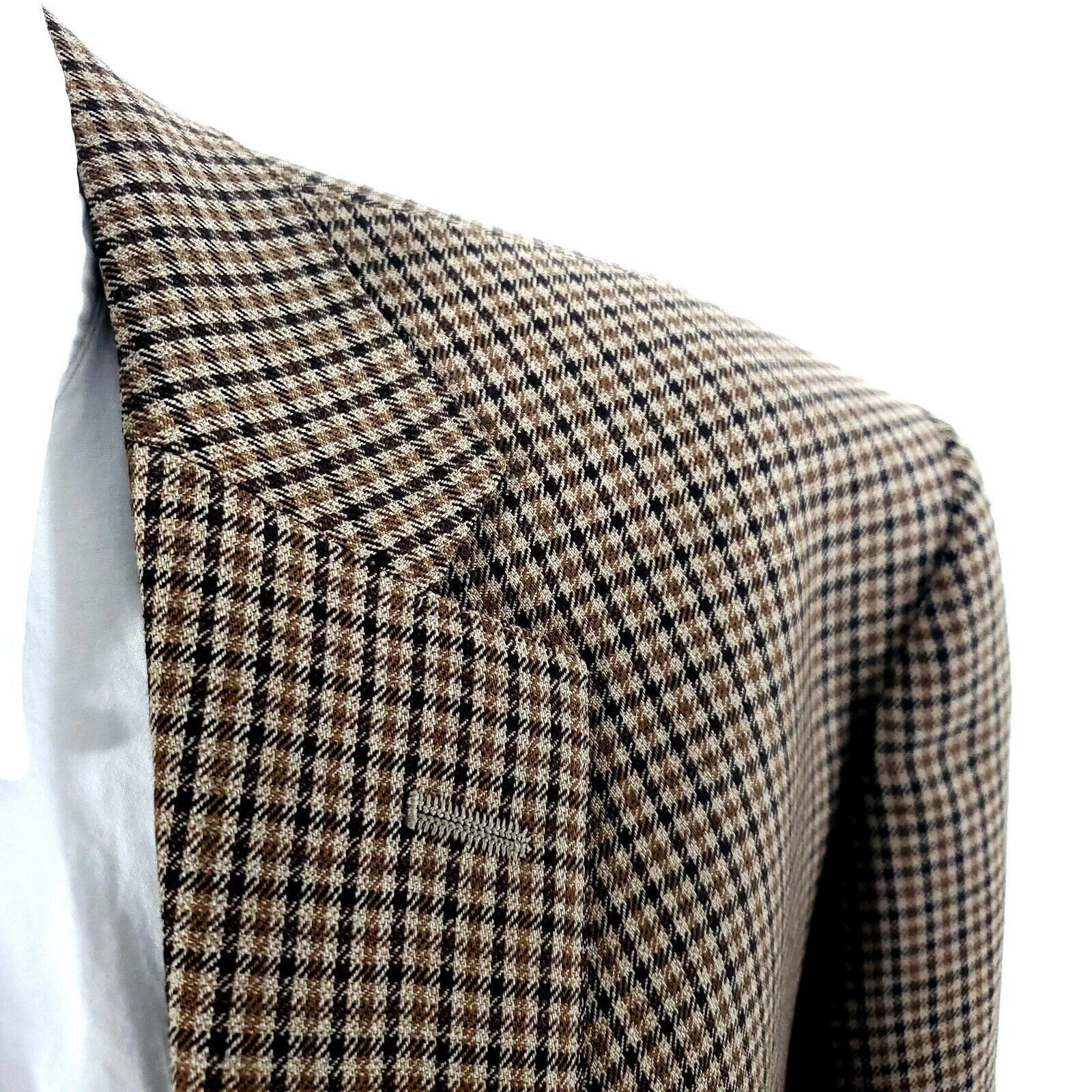 Hart Schaffner Marx Hart Schaffner Marx Wool 2 Button Sport Coat 46R Brown Plaid Size 46R - 2 Thumbnail
