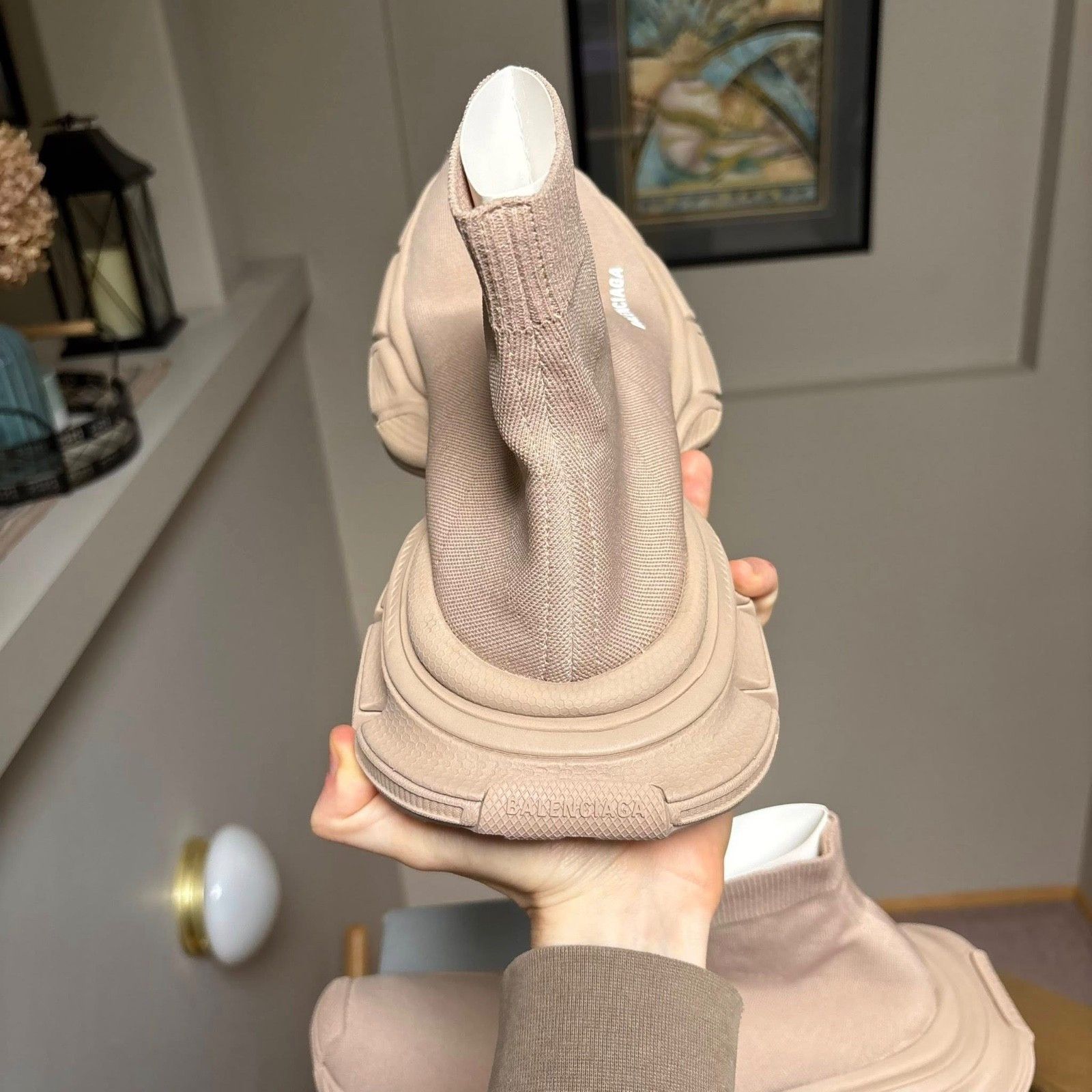 Balenciaga Balenciaga 3XL Beige Brown Sock Knit Speed Runner - Size: 9 Size US 9 / EU 42 - 5 Thumbnail