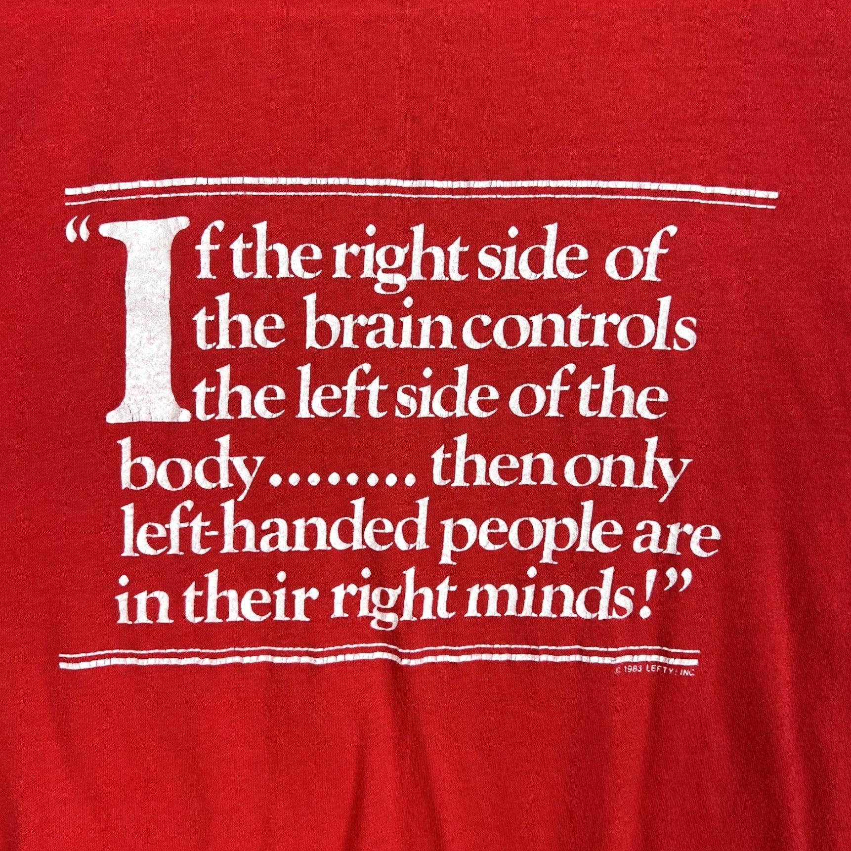 Vintage VINTAGE 80s Ched Left Handed People In Their Right Minds Shirt Adult Large Red Mens Size US L / EU 52-54 / 3 - 4 Thumbnail