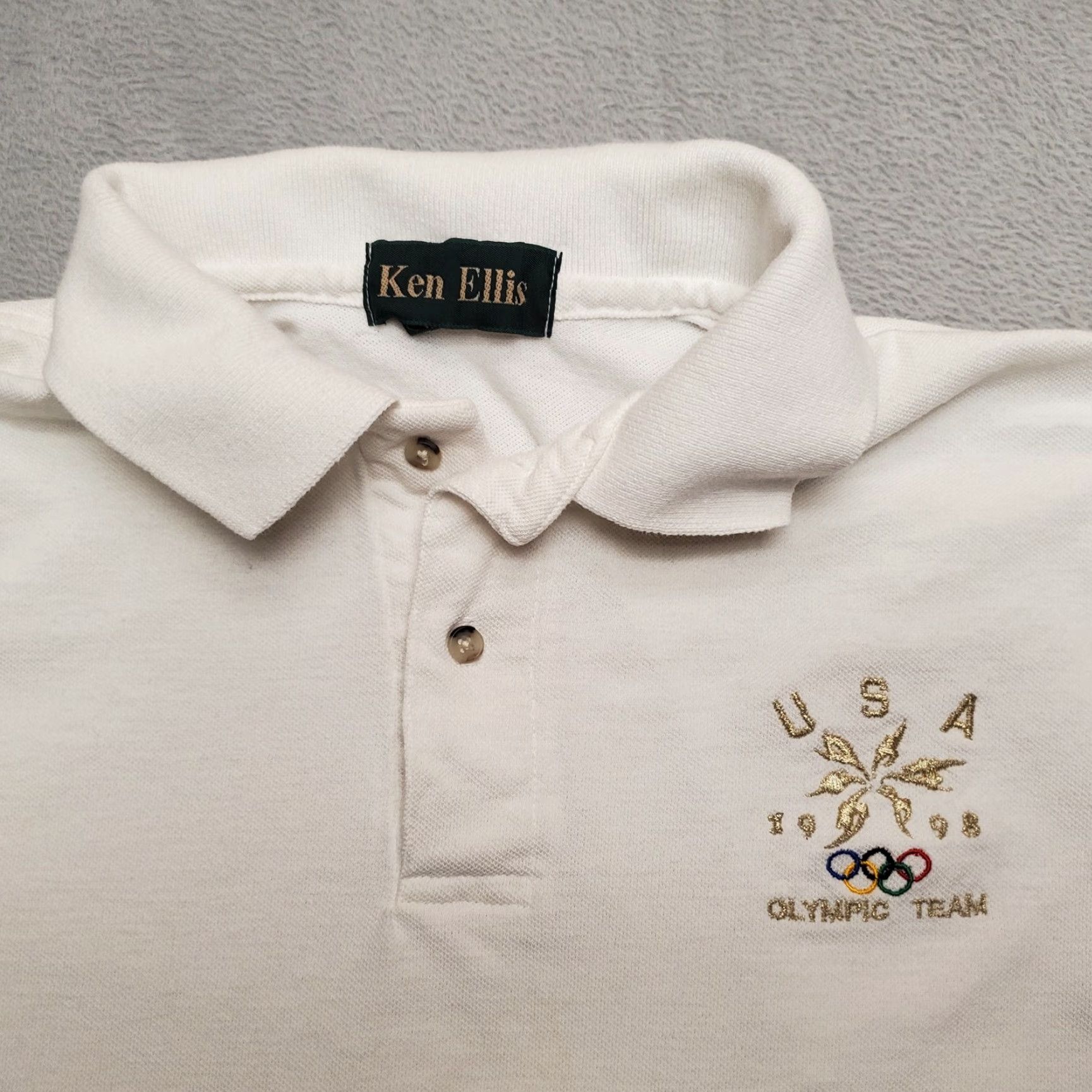 Vintage VINTAGE OlympicS Team Shirt Men L White Polo 100% Cotton USA 1998 Dad Casual Size US L / EU 52-54 / 3 - 3 Thumbnail