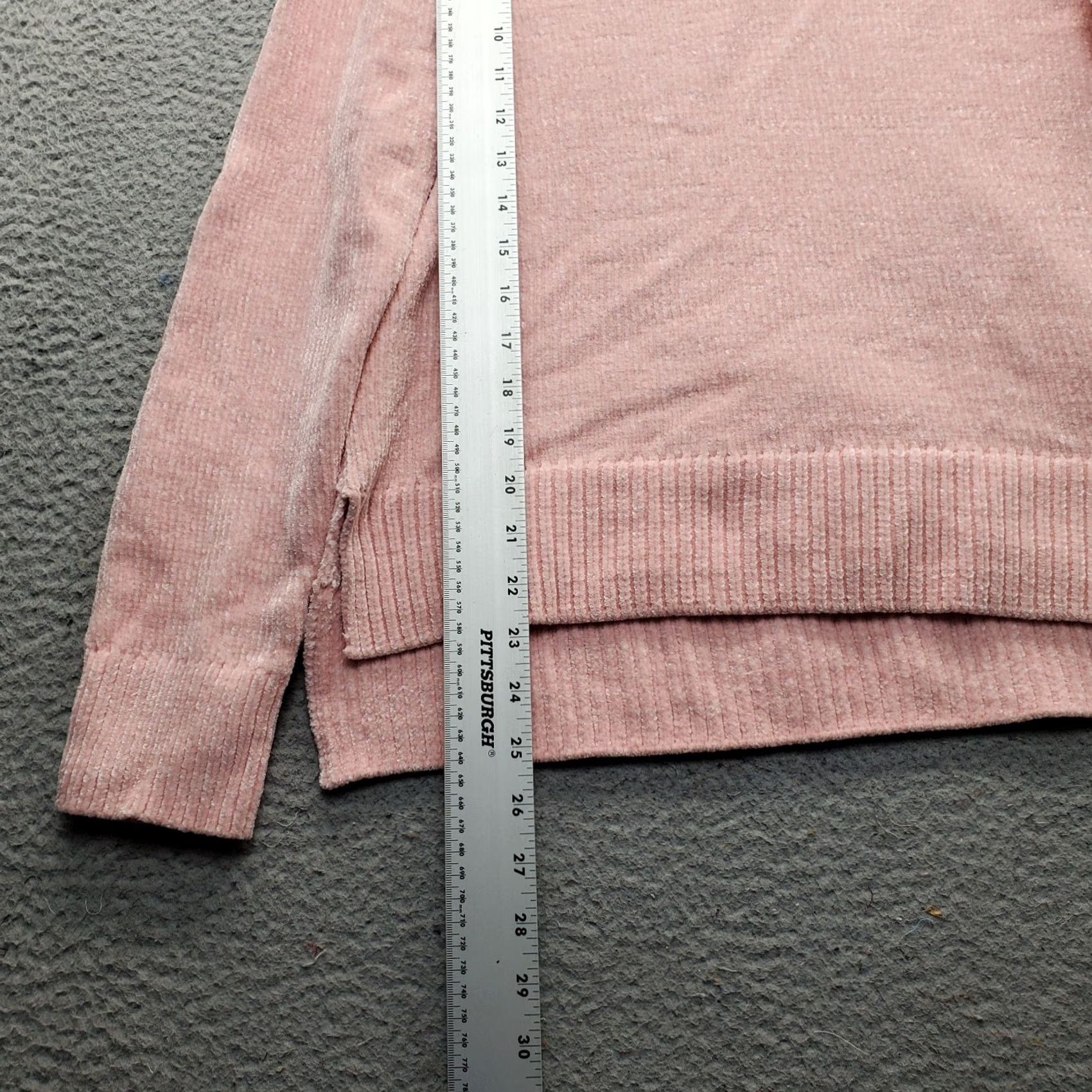 Vintage Maison Jules Womens V-Neck Chenille Sweater M Pink Knit Pullover Casual Slit High Low Size M / US 6-8 / IT 42-44 - 3 Thumbnail