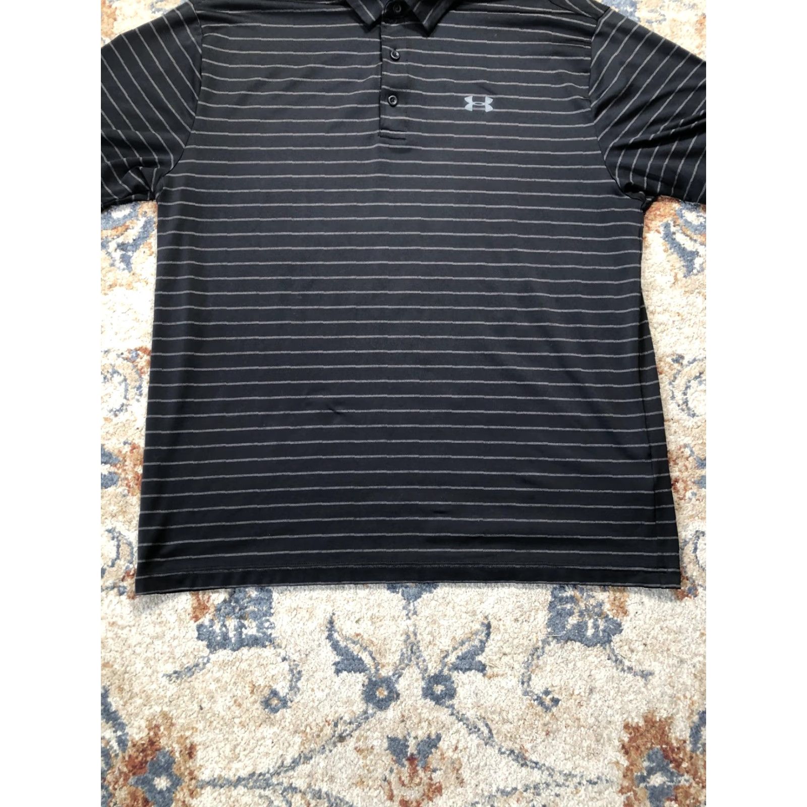 Under Armour Under Armour Polo Shirt Mens XL Black Striped Playoff Golf Performance Shirt Size US XL / EU 56 / 4 - 5 Thumbnail