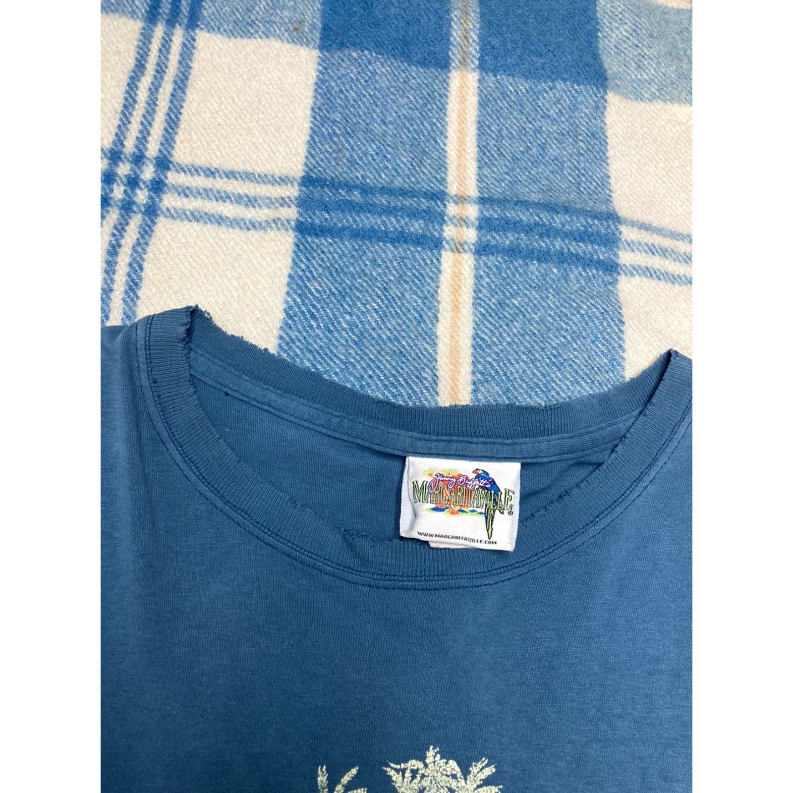 Vintage VINTAGE Y2K Jimmy Buffett Margaritaville T-Shirt Vegas Faded Pinholes XL Blue Mens Regular T-Shirt Size US XL / EU 56 / 4 - 7 Thumbnail