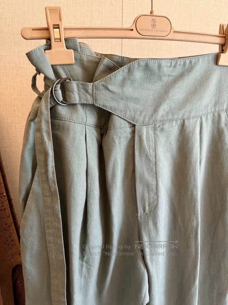 Brunello Cucinelli Brunello Cucinelli Cotton Linen Wide Waistband Casual Pant Size 27" / US 4 / IT 40 - 4 Thumbnail
