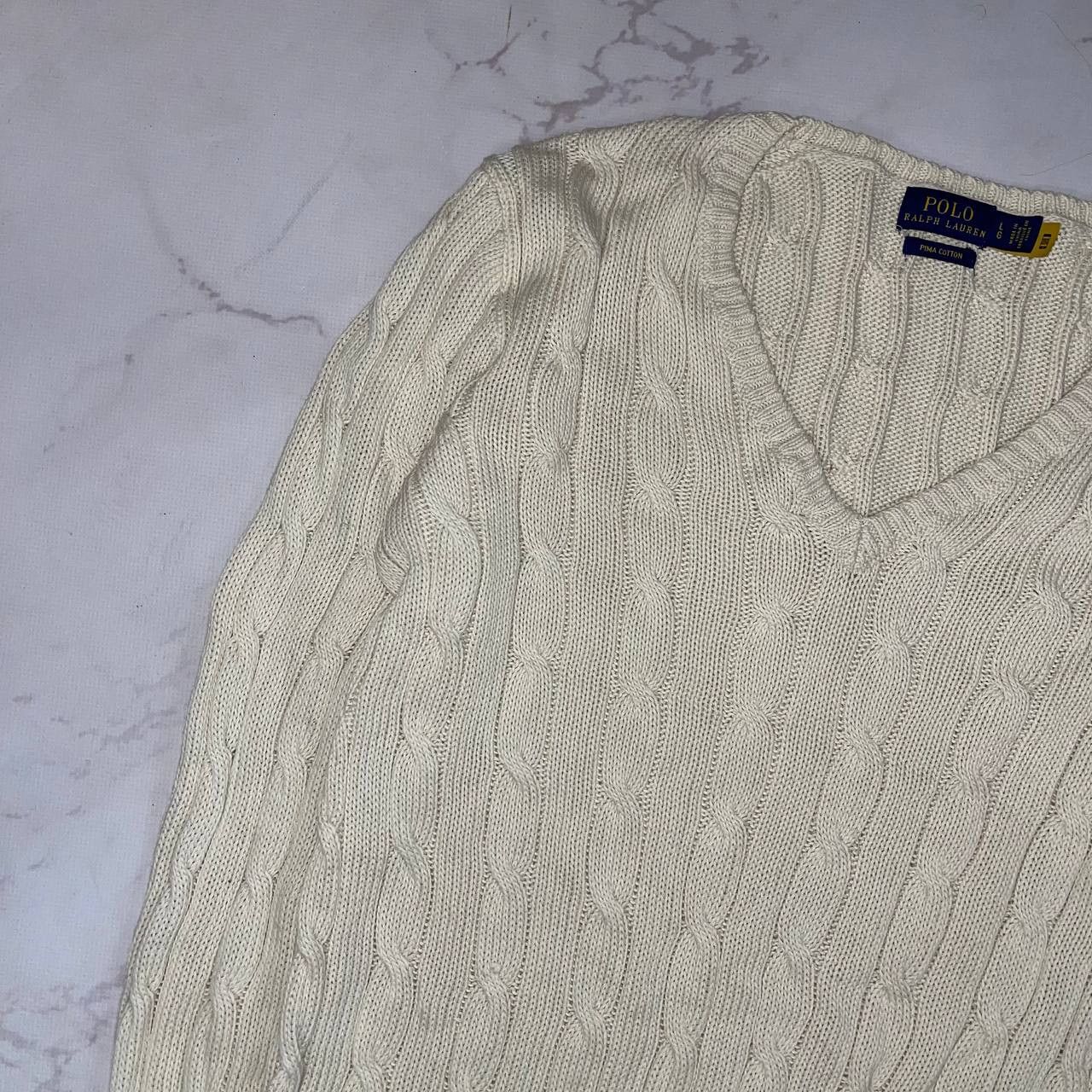 Polo Ralph Lauren Ralph Lauren Cream Cable Knit Wool Cashmere Sweater Sz S Size L / US 10 / IT 46 - 3 Thumbnail
