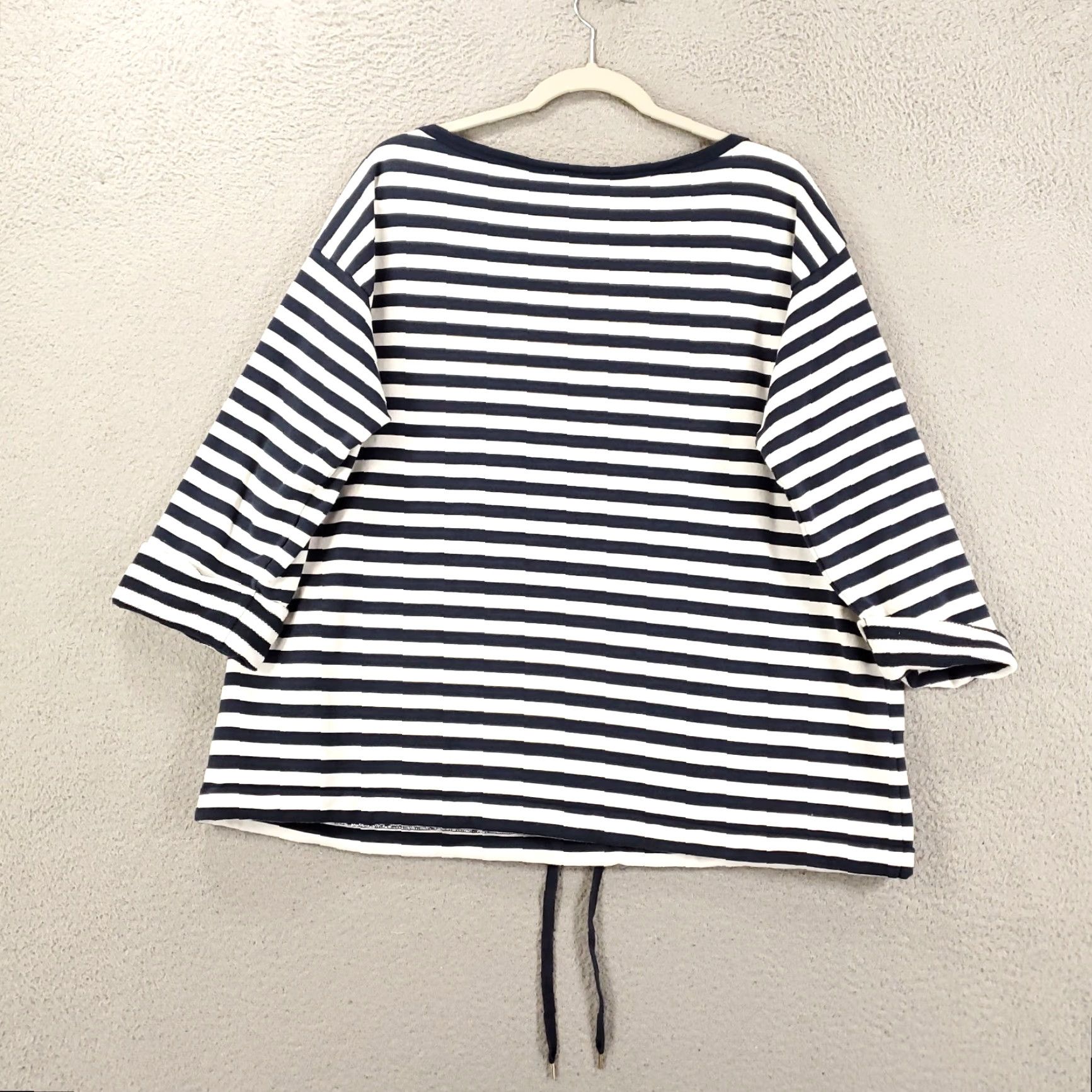 Anne Klein Anne Klein Top Womens 1X Striped Boat Neck Nautical Drawstring Hem Button Accent Size XL / US 12-14 / IT 48-50 - 7 Thumbnail