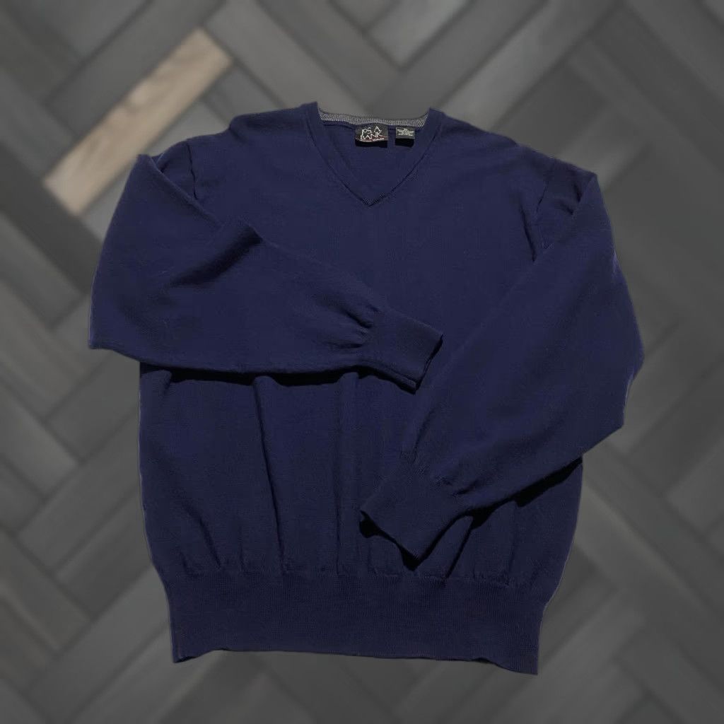 Jos. A. Bank Jos A Bank Sweater Mens XL Navy Merino Wool V Neck Pullover Signature Collection Knit Size US XL / EU 56 / 4 - 1 Thumbnail