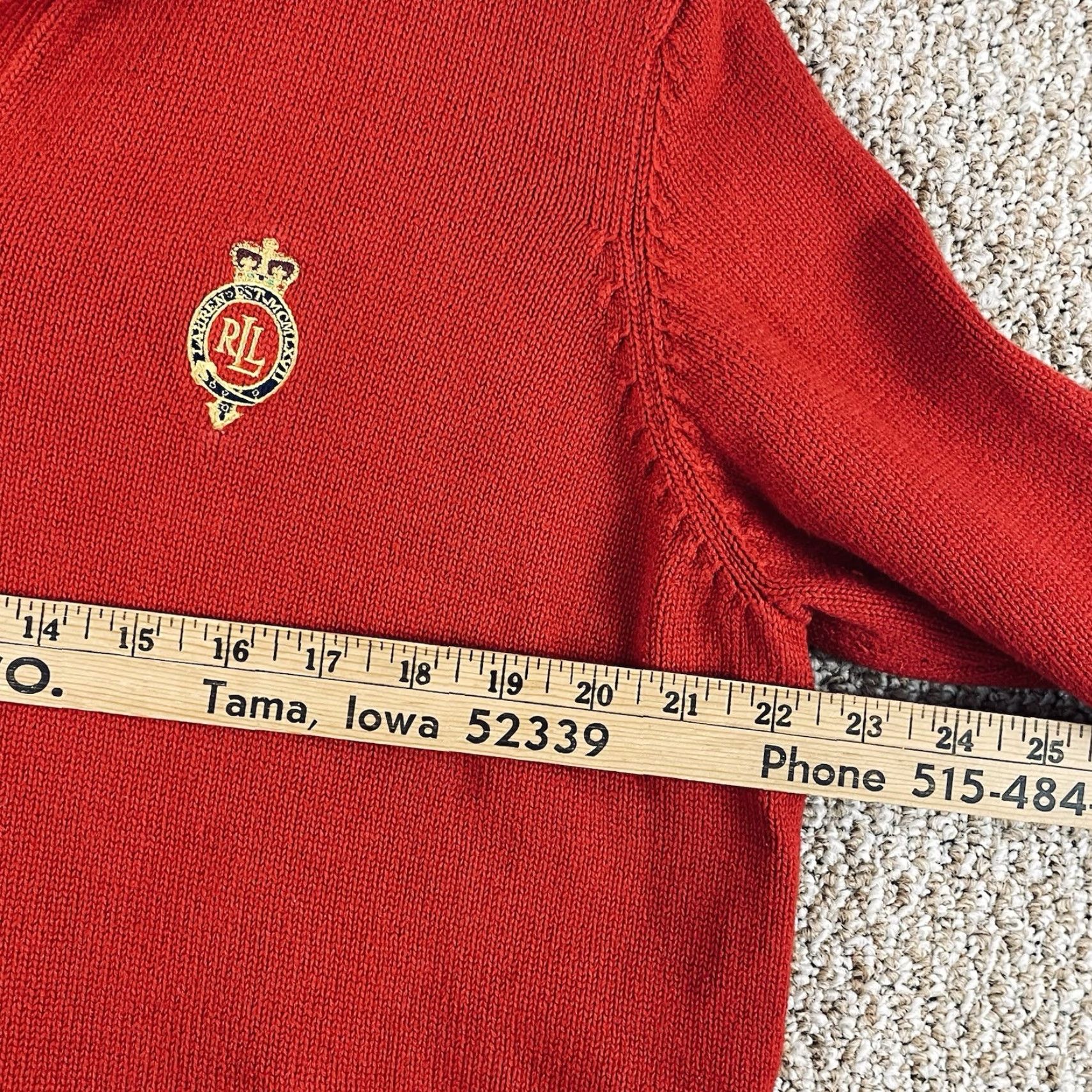 Ralph Lauren VINTAGE Lauren Ralph Lauren Sweater Womens 1X 1/4 Zip Red Crest Logo Pullover Knitted Cotton Knit Embroidered Zipper Logo Esque Size XL / US 12-14 / IT 48-50 - 7 Thumbnail