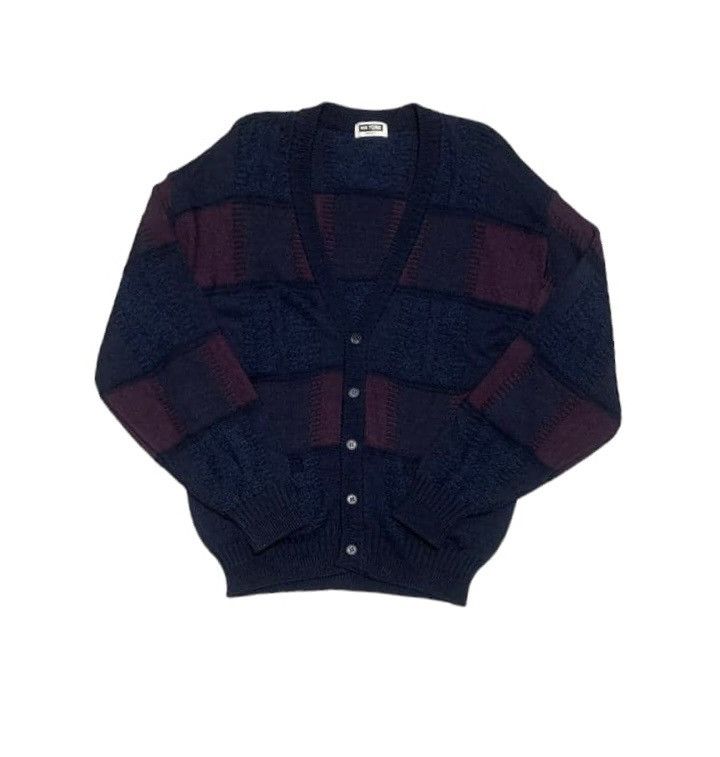 Japanese Brand Vintage Patchwork Wool Knit Cardigan Sweater By MR.YORK Size US L / EU 52-54 / 3 - 1 Thumbnail