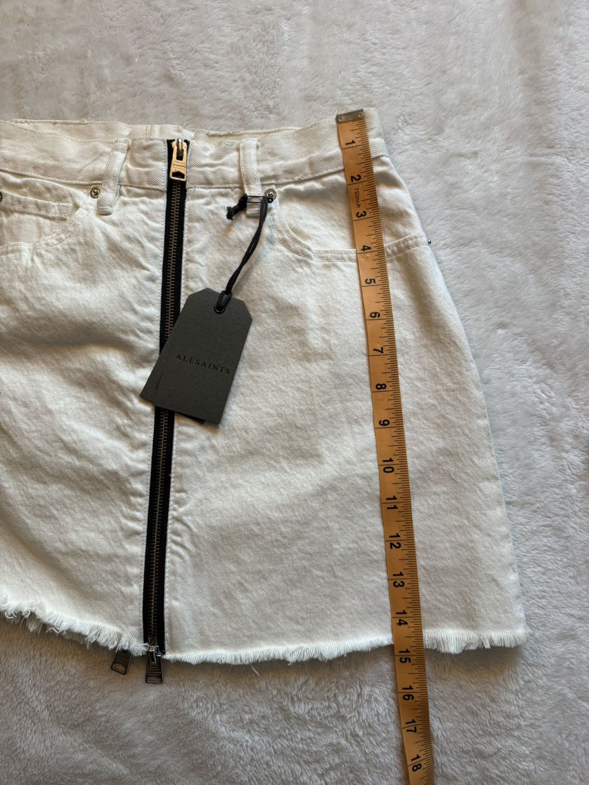 Allsaints NWT All Saints White Denim Zipper Mid Waist Skirt Size 4 Size 27" / US 4 / IT 40 - 3 Thumbnail