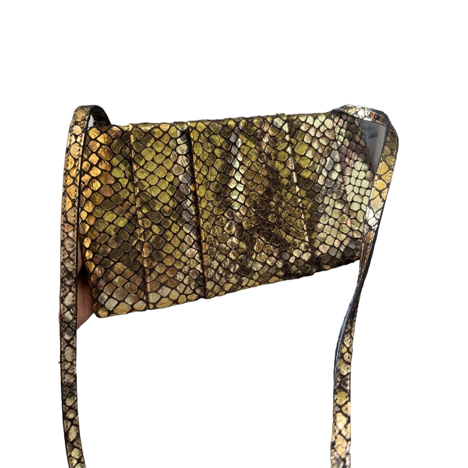 Michael Kors Michael Kors Daria Gold snakeskin purse clutch handbag Size ONE SIZE - 8 Thumbnail