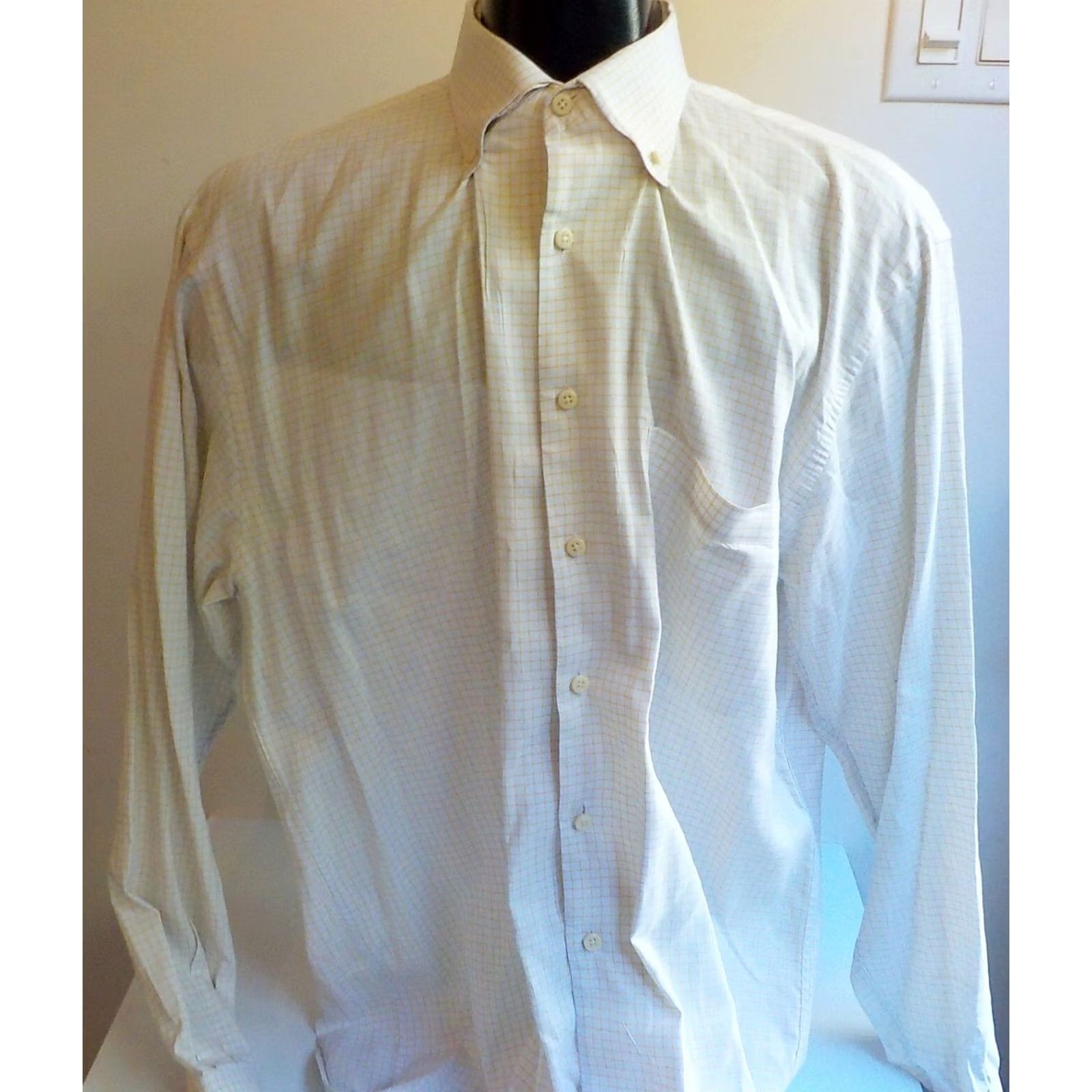 Robert Talbott VINTAGE Robert Talbott LS Buttoned Down Checkered Shirt LT White Yellow Orange Button-Up Mens Long Sleeve Cotton Size LT Size US L / EU 52-54 / 3 - 2 Thumbnail