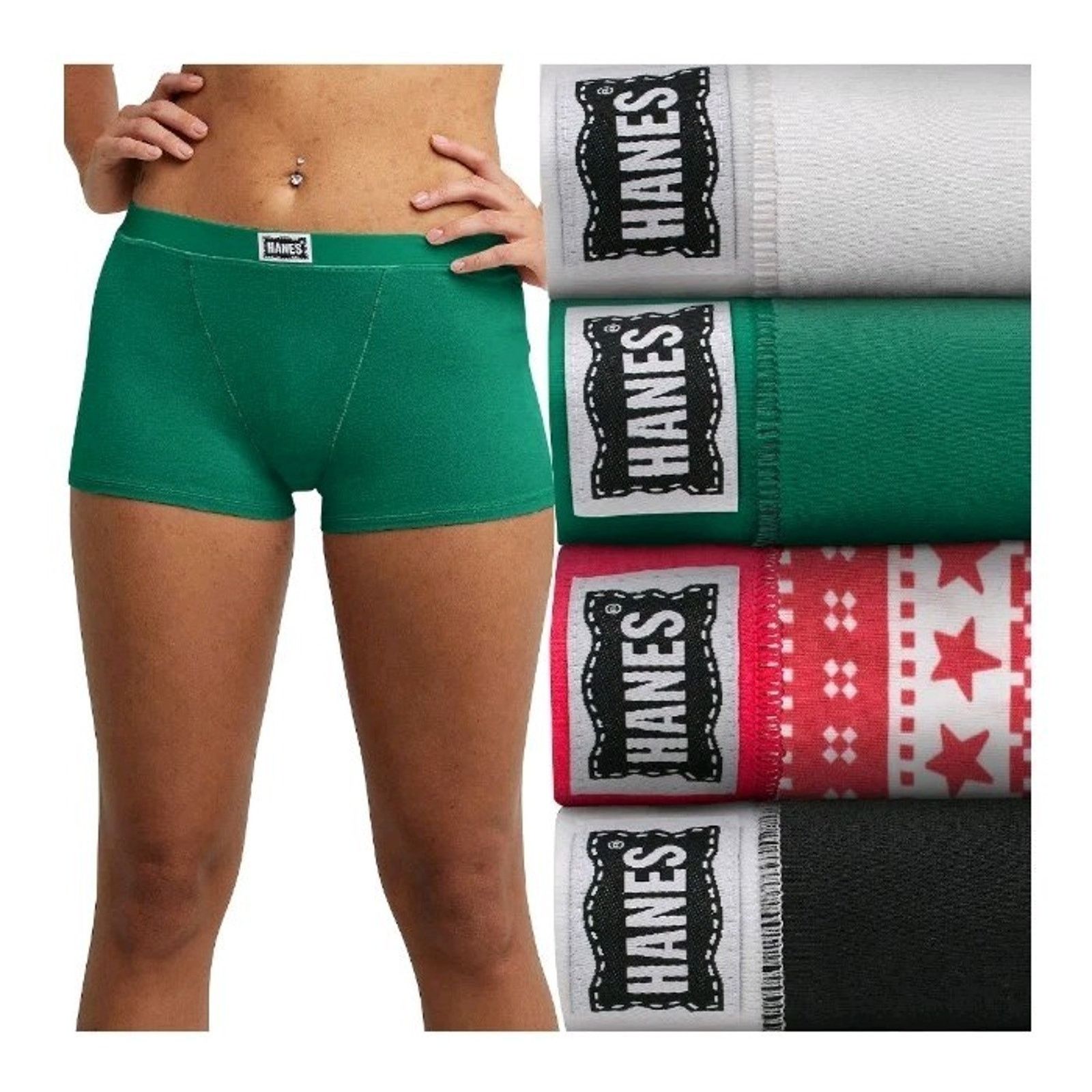 Hanes Women’s Hanes 4 Pk Ultimate Stretch Boxer Briefs Size 6/M Size ONE SIZE - 2 Thumbnail