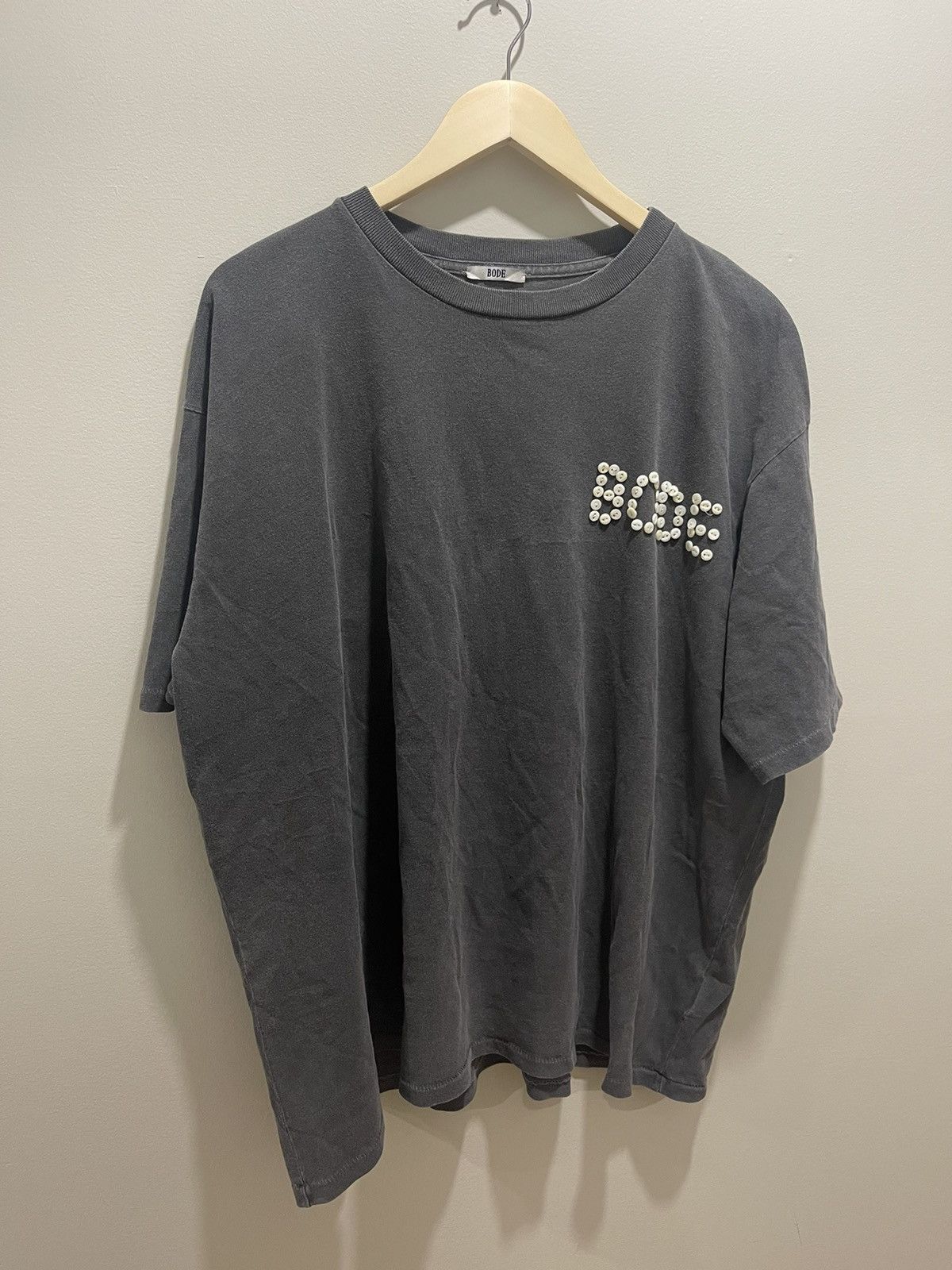 image of Bode Pearl Logo Tee in Grey, Men's (Size Large)
