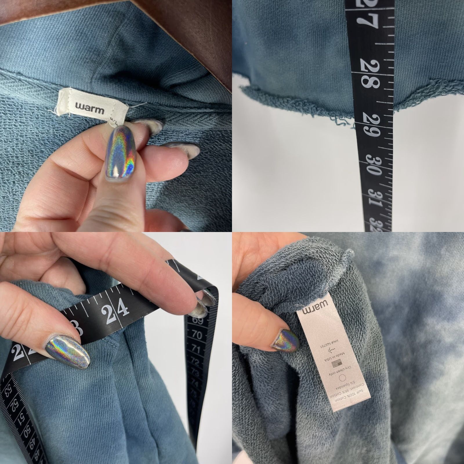 Vintage Warm NY Hoodie Sweatshirt Womens Large Blue Tie Dye Relaxed Boho Pocket 3/4 Sleeve Tunic V-Neck Casual Size L / US 10 / IT 46 - 8 Thumbnail