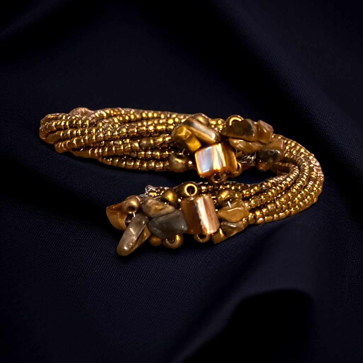 Other Twisted gold bead natural stone accent wrap bracelet Size ONE SIZE - 1 Thumbnail