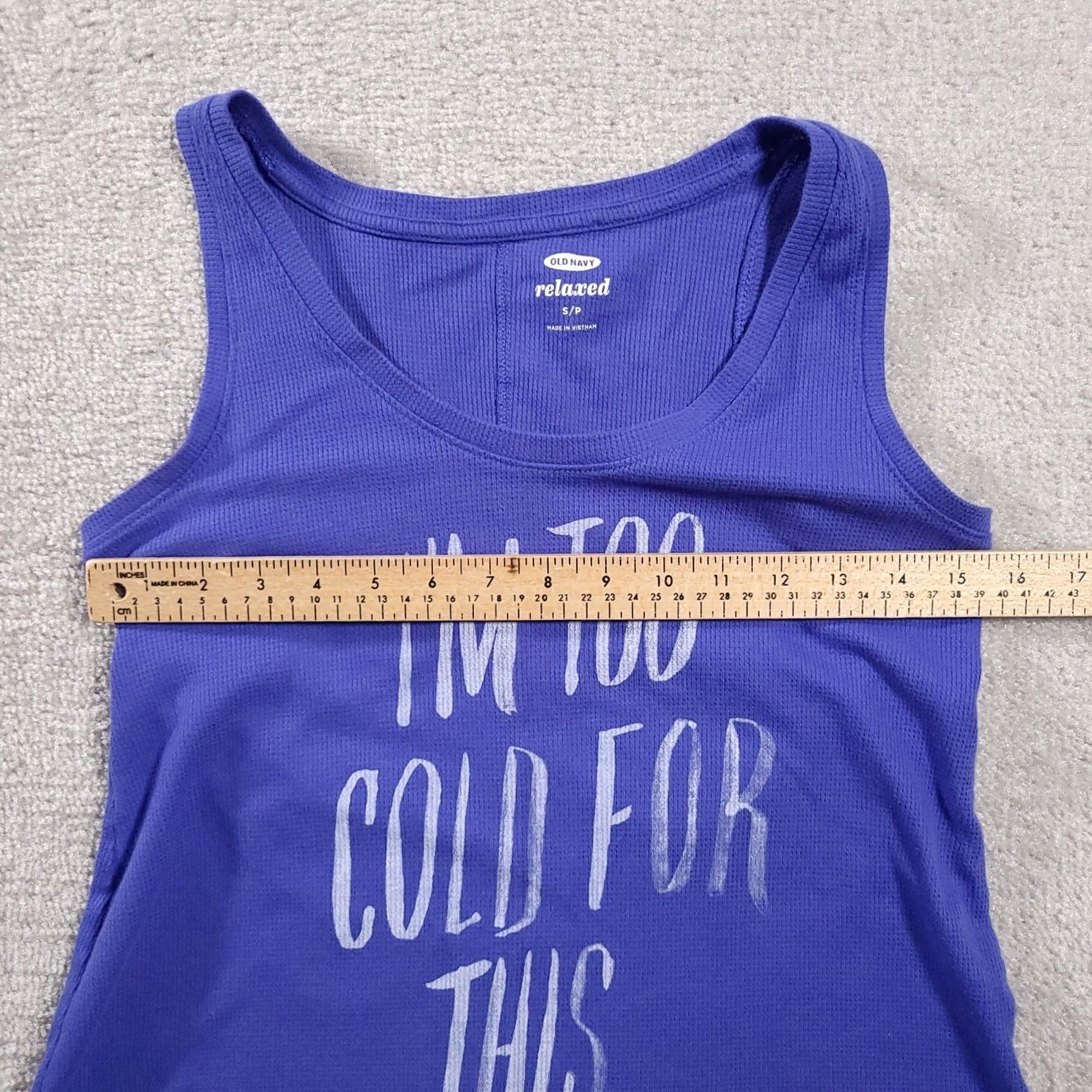 Old Navy VINTAGE Old Navy Tank Top Women's S Small Blue White Scoopneck I'm Too Cold For This Tee Shirt Size S / US 4 / IT 40 - 3 Thumbnail