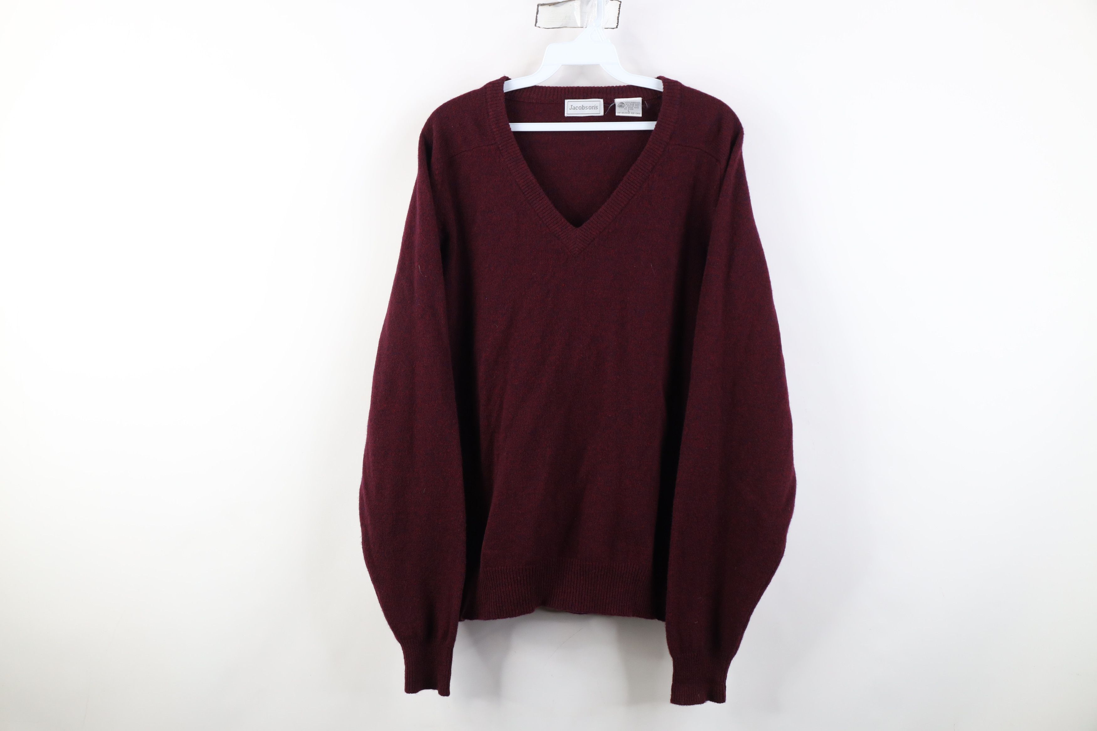 Vintage Vintage 90s Streetwear Lambswool V-Neck Sweater Heather Red Size US L / EU 52-54 / 3 - 1 Thumbnail