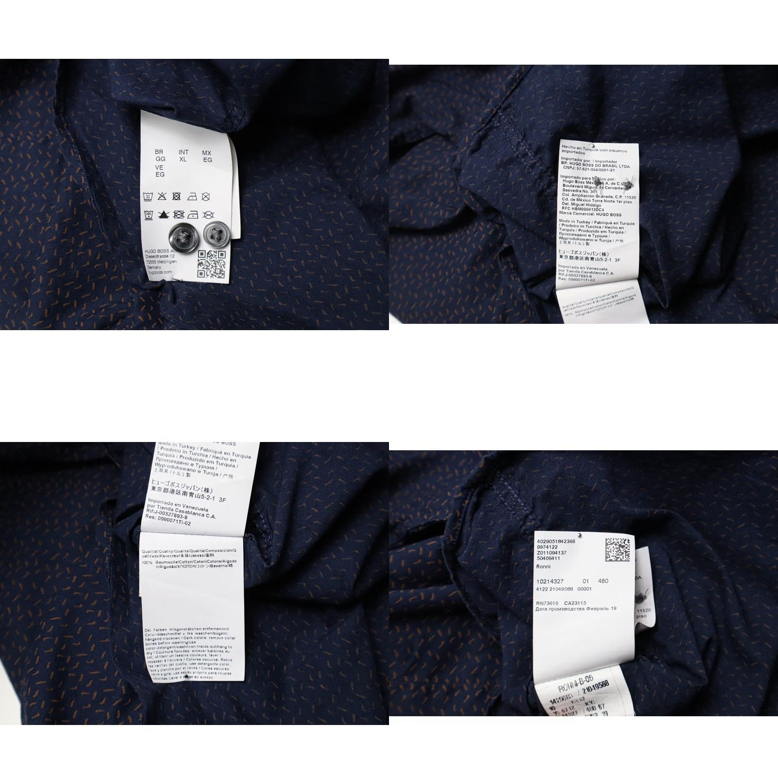 Hugo Boss HUGO BOSS Ronni Slim Fit Shirt Men's XL Patterned Blue Long Sleeve Button Up Size US XL / EU 56 / 4 - 8 Thumbnail