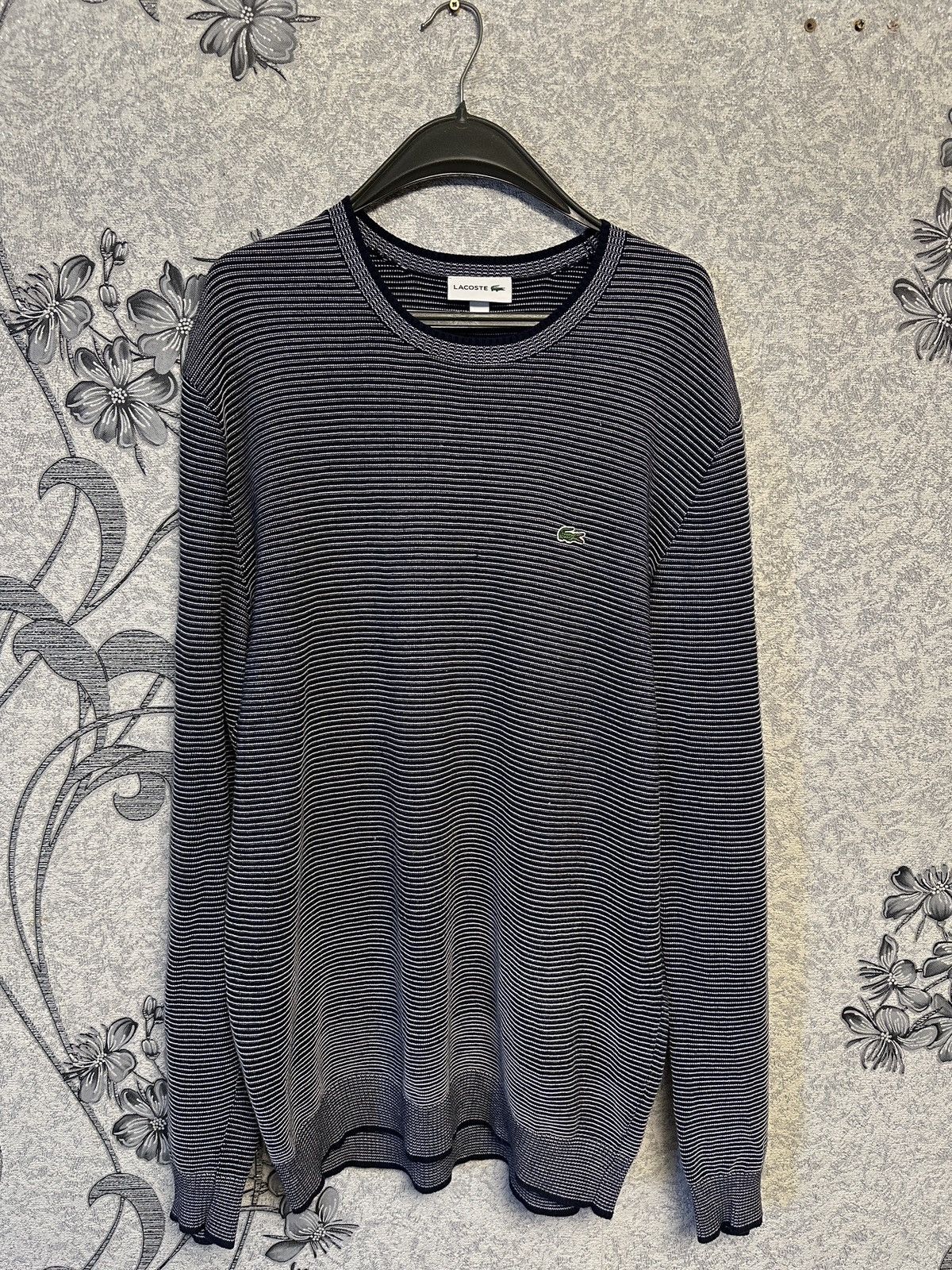 Lacoste Lacoste retro y2k OOs Navy Striped jumper pull knitwear Size US L / EU 52-54 / 3 - 1 Thumbnail