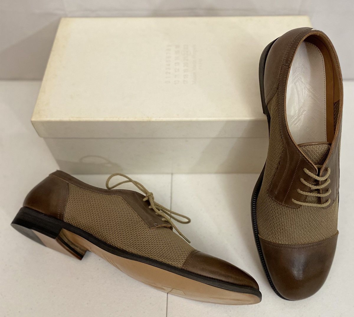 Maison Margiela Maison Margiela 22 🇮🇹 Brown Captoe Hybrid Mesh Derby 11 New Size US 11 / EU 44 - 3 Thumbnail