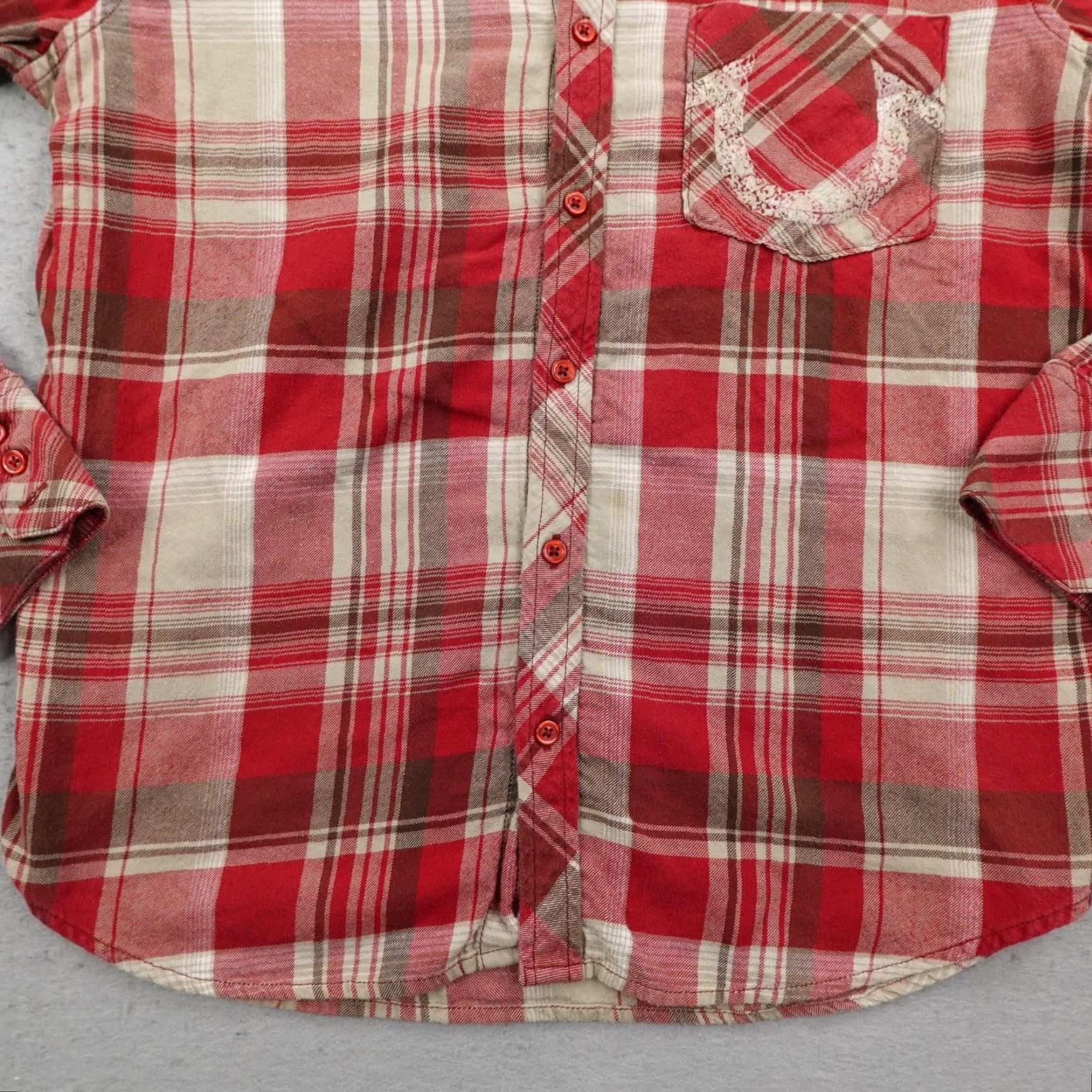 True Religion True Religion Shirt Mens Large Red Beige Plaid Flannel Button Up Long Sleeve Size US L / EU 52-54 / 3 - 3 Thumbnail