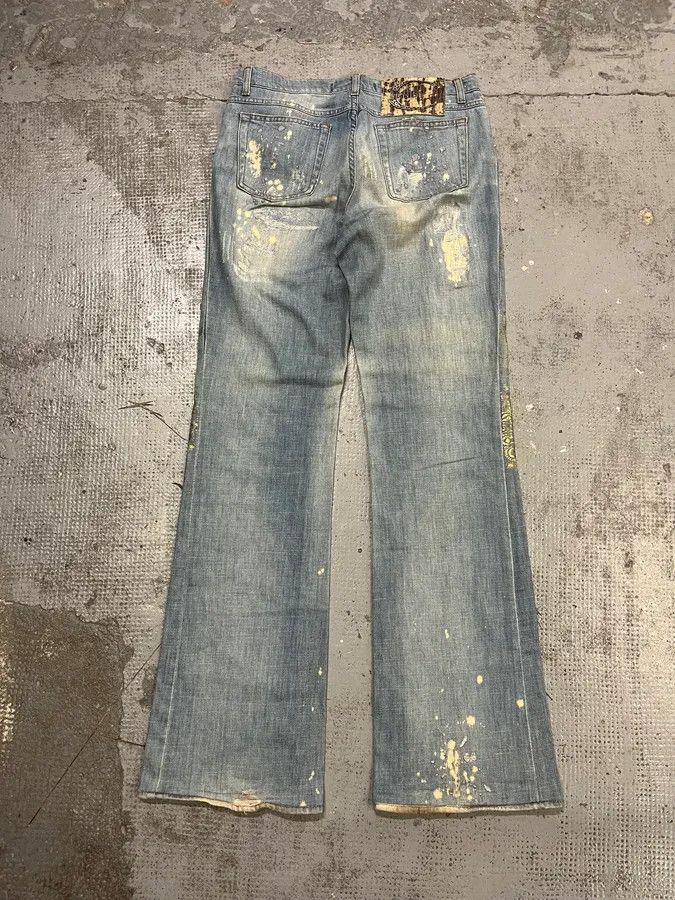 Just Cavalli SS2006 Cavalli Gold Embellished Light Blue Distressed Jeans Size US 30 / EU 46 - 8 Thumbnail