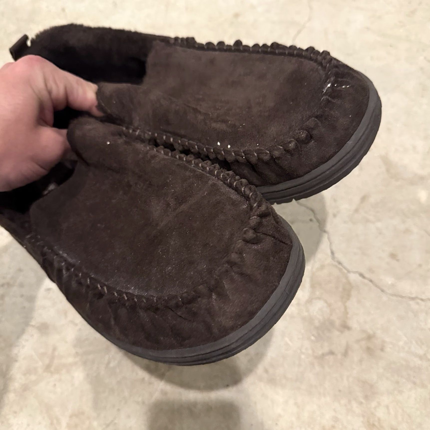 SKECHERS Skechers Slippers Mens Murette Ghetti Moccasin Brown Size 13 US 13 Faux Suede Textile Lining Faux Fur Mens Size ONE SIZE - 4 Thumbnail