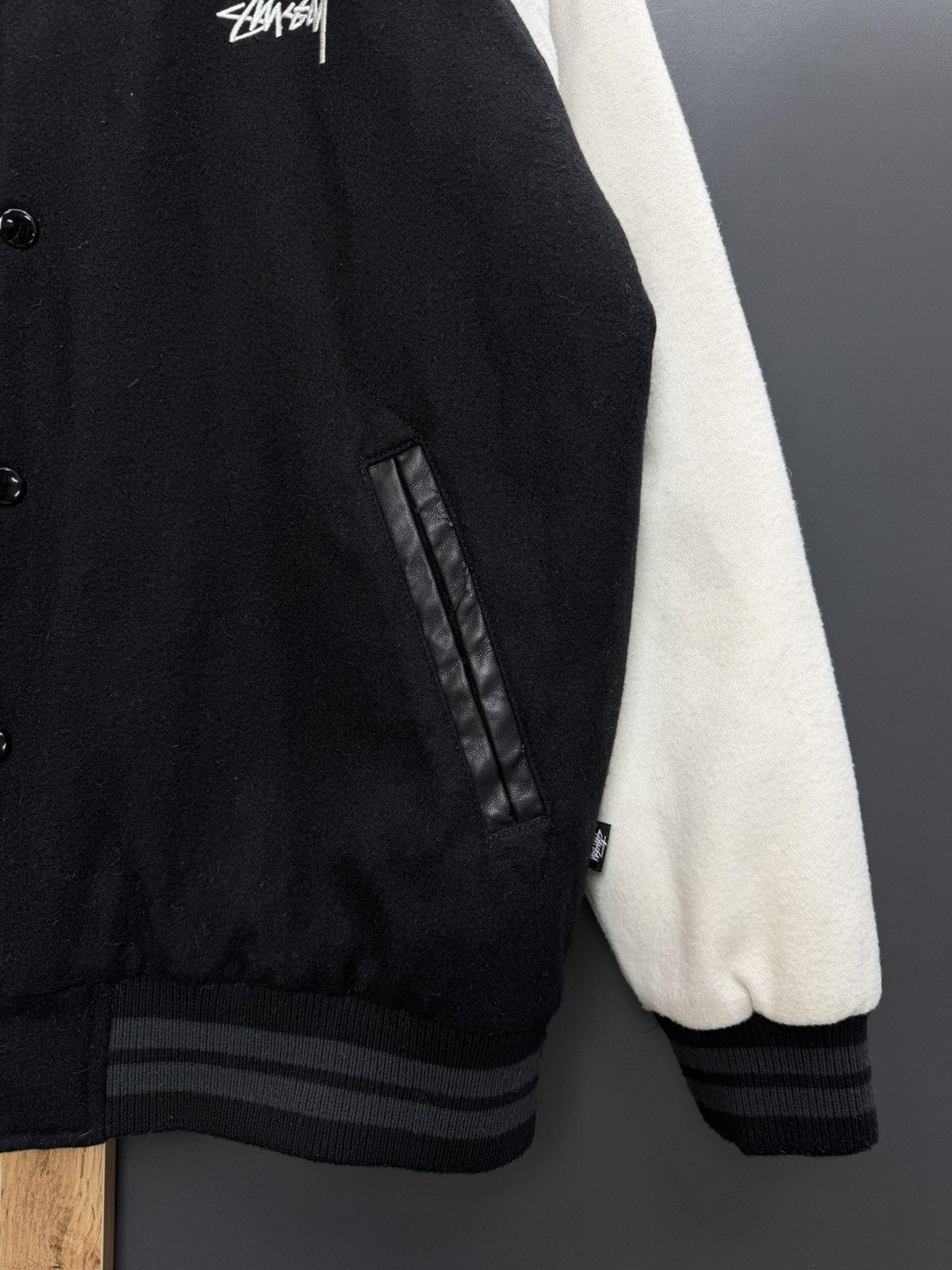 Stussy Stussy Varsity Wool Jacket Big Logo Black Size M Size US M / EU 48-50 / 2 - 4 Thumbnail