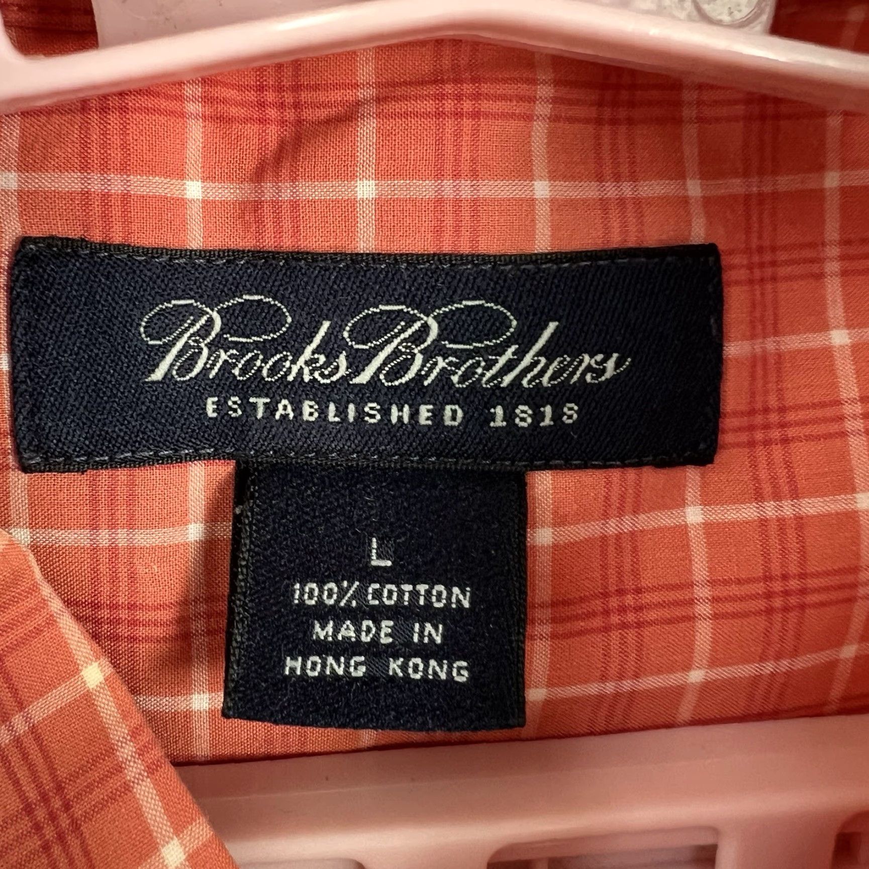 Brooks Brothers Brooks Brothers Shirt Men L Orange Gingham Check Button-Down Short Sleeve Non-Iron Pockets Casual Mens Size US L / EU 52-54 / 3 - 4 Thumbnail