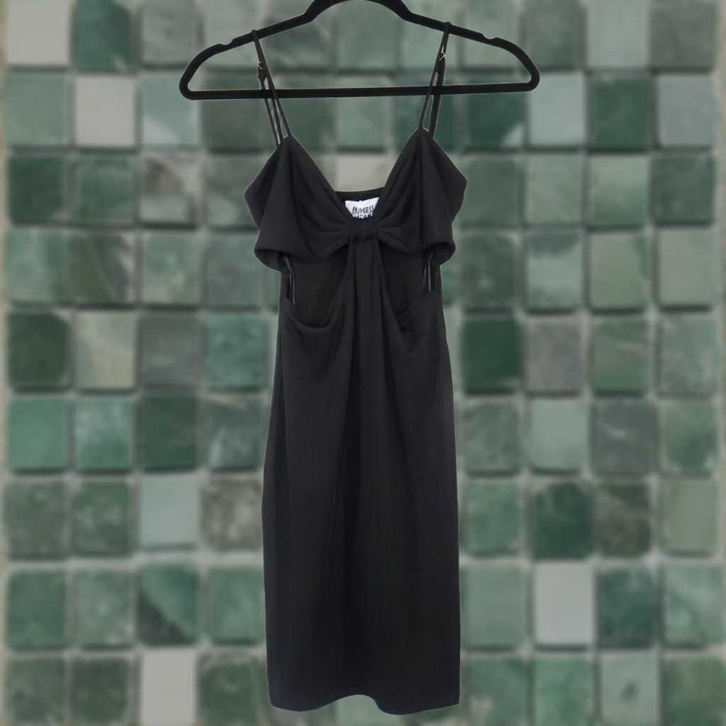 PRINCESS POLLY Princess Polly Silas Mini Dress Black Size 6 Bodycon Cutout Ribbed NWT Women Sleeveless Short Dress Party/Cocktail Clubwear 90s (none) Size M / US 6-8 / IT 42-44 - 1 Thumbnail
