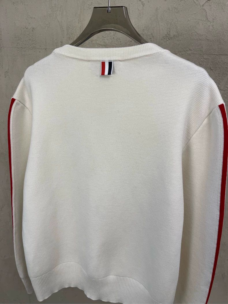 Thom Browne Thom browne Beige stripe round-neck wool sweater 2504-Nexta Size US XL / EU 56 / 4 - 5 Thumbnail