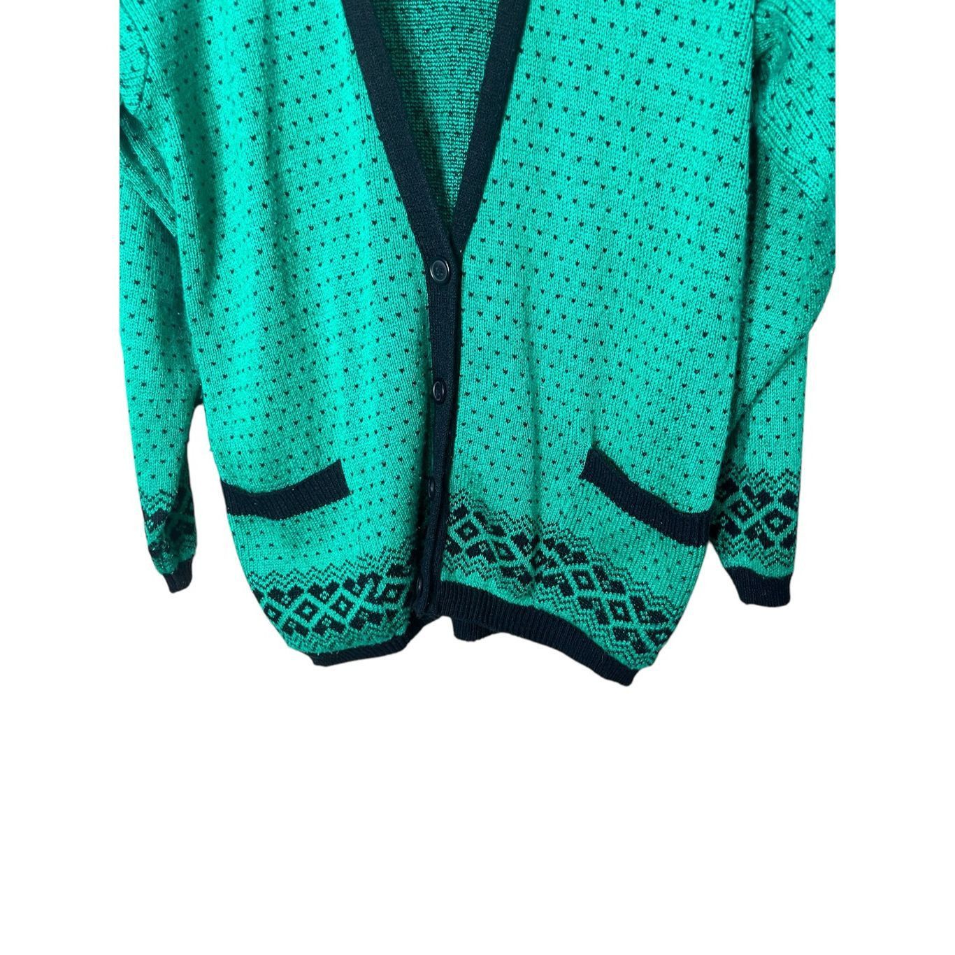 Liz Claiborne Vintage Liz Claiborne Green Polka Dot Cardigan Button Front Size M Size M / US 6-8 / IT 42-44 - 3 Thumbnail