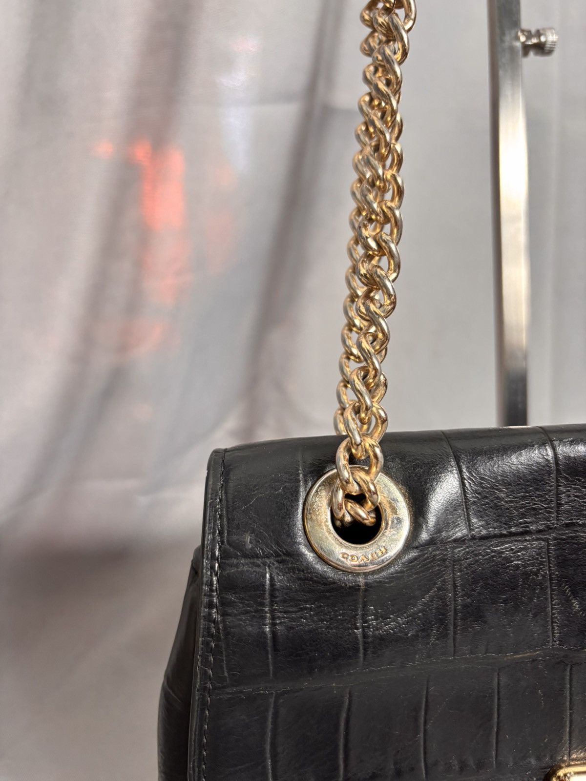 Coach Coach Black Croc Chain Shoulder Bag Size ONE SIZE - 3 Thumbnail
