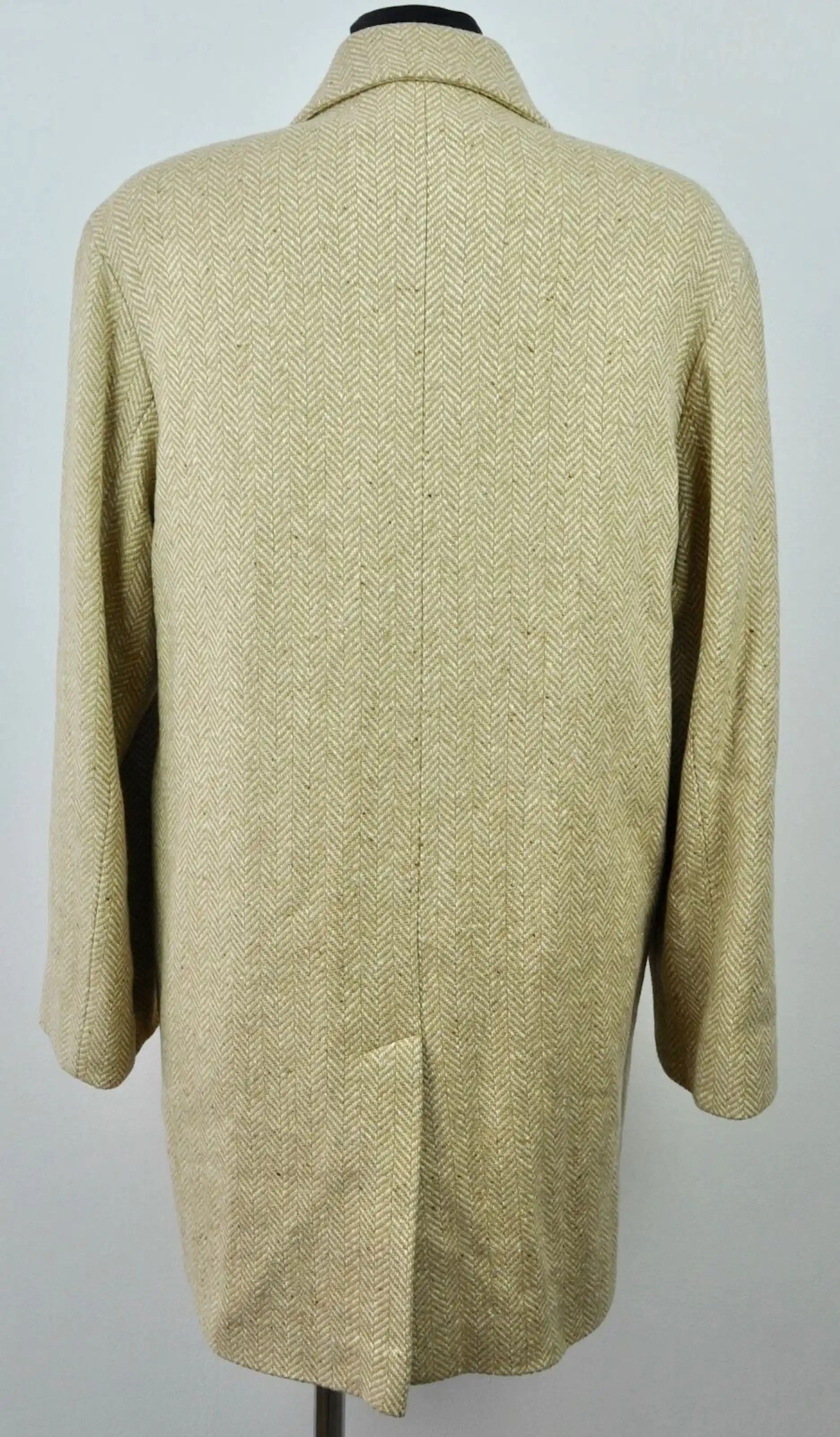 Vintage x ERICH FEND Herringbone Tweed Wool Coat Overcoat Belt Size L / US 10 / IT 46 - 3 Thumbnail
