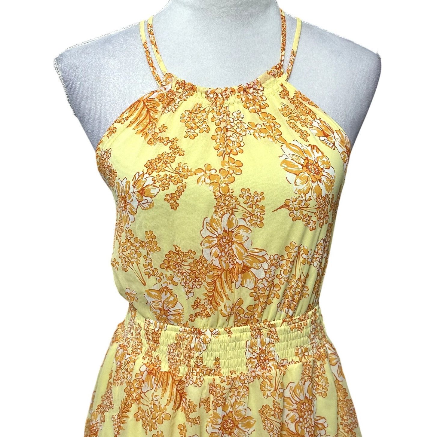 Other Collective Concepts Womens Yellow Orange Floral Mini Dress S Size S / US 4 / IT 40 - 3 Thumbnail