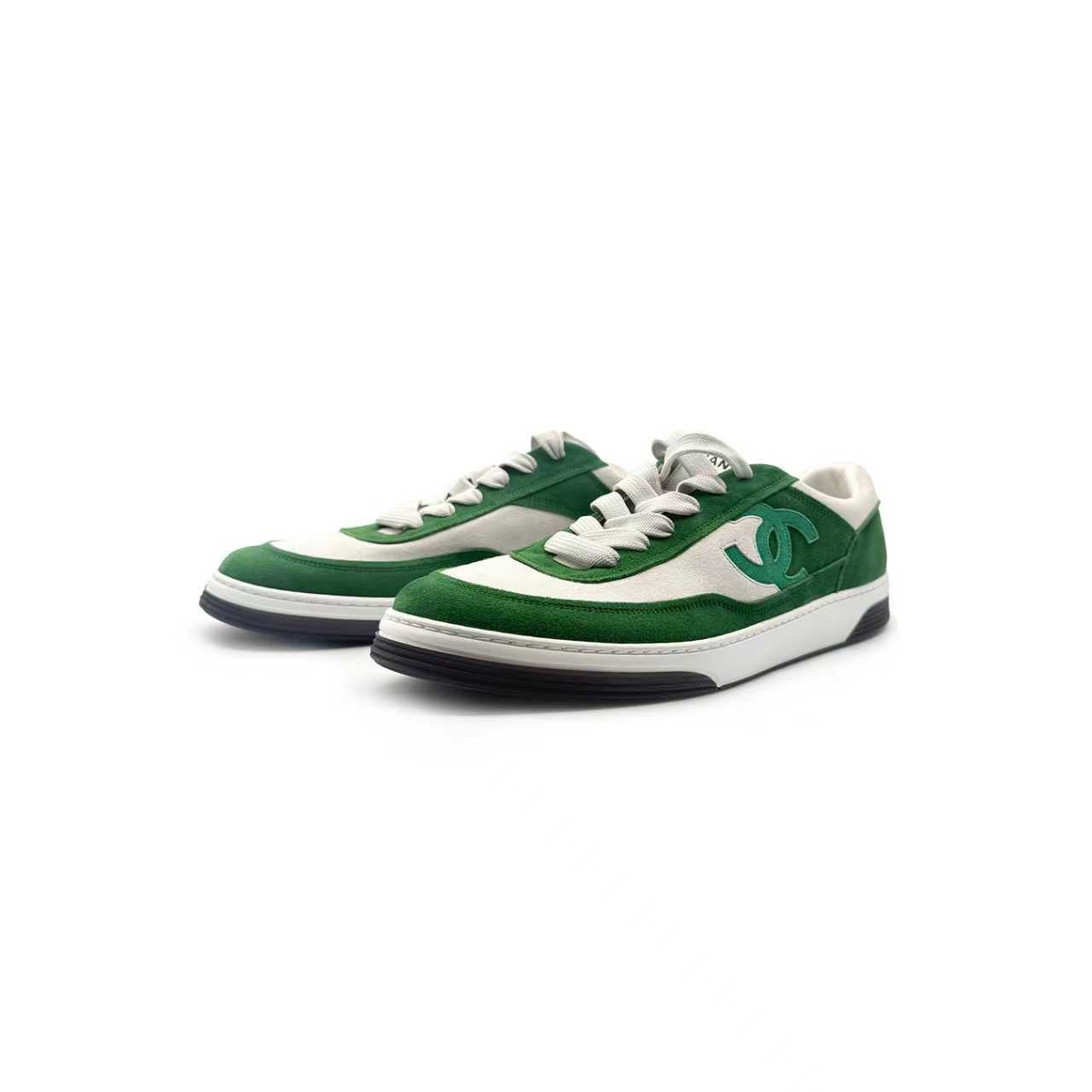 Chanel Chanel 23P Suede CC White&Green Low Top Sneakers Size US 12 / EU 45 - 3 Thumbnail