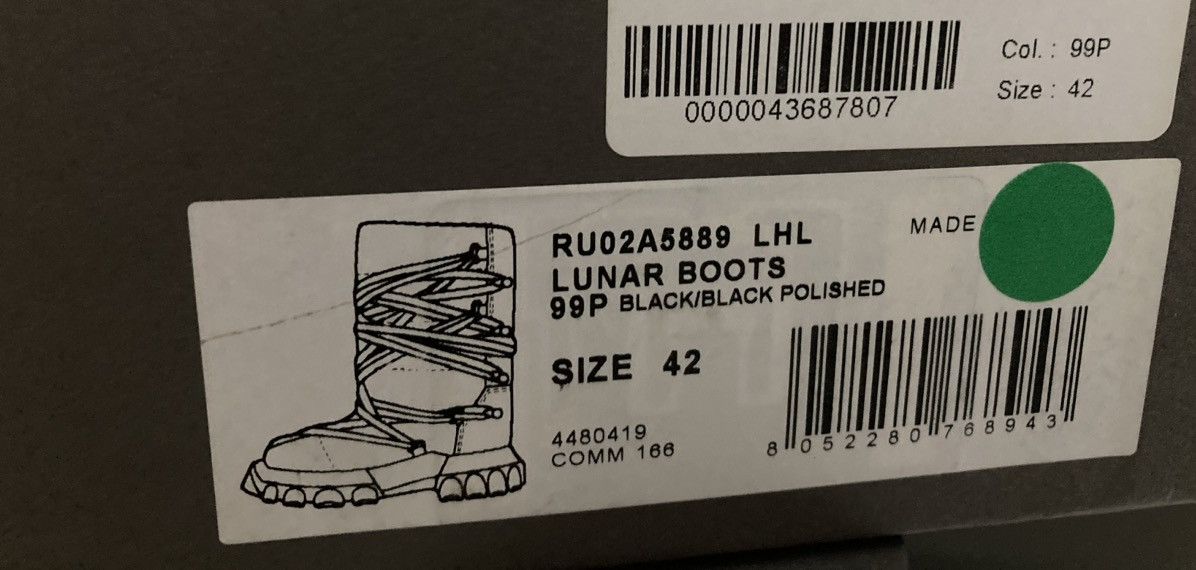 Rick Owens NEW Men’s Black Polished Pony Lunar Boots by Rick Owens Size US 9 / EU 42 - 2 Thumbnail