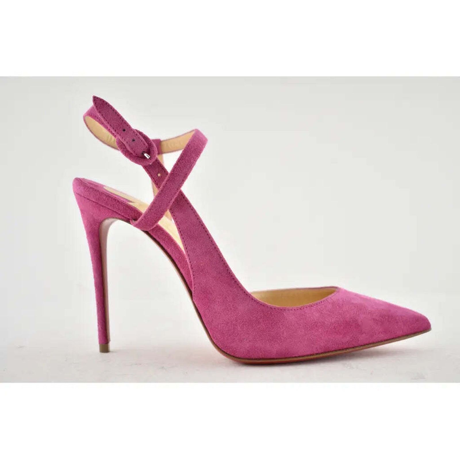 Christian Louboutin Jenlove 100 Grenat Pink Ankle Strap Pointed Heel Pump 40 Size US 10 / IT 40 - 2 Thumbnail