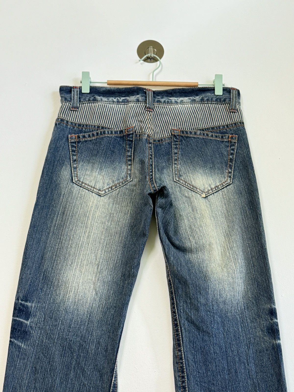 Hysteric Glamour × If Six Was Nine DISTRESSED PLAYCHESS STRIPED EMBROIDERY MUDDY WASH DENIM Size US 31 - 7 Thumbnail